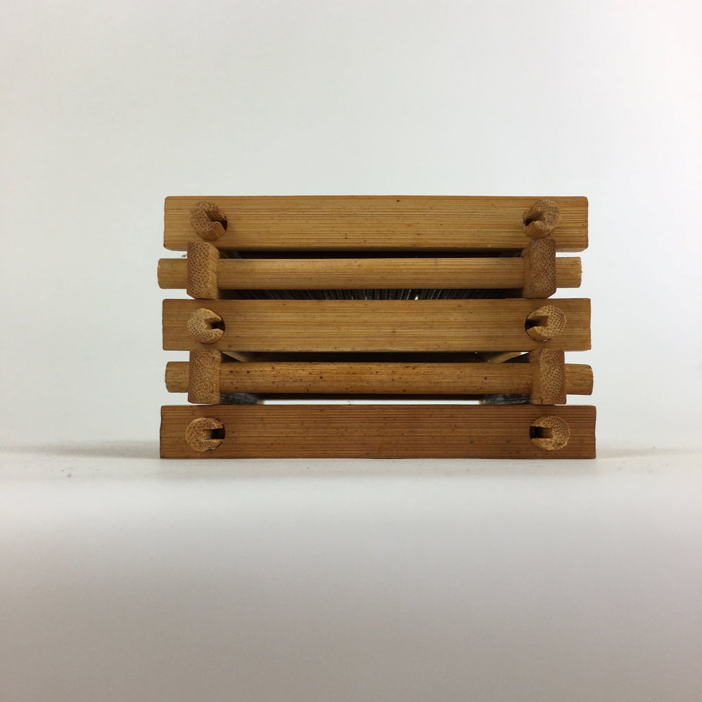 Japanese Bamboo Drink Saucer 5pc Set Vtg Chataku Coaster Brown UR722