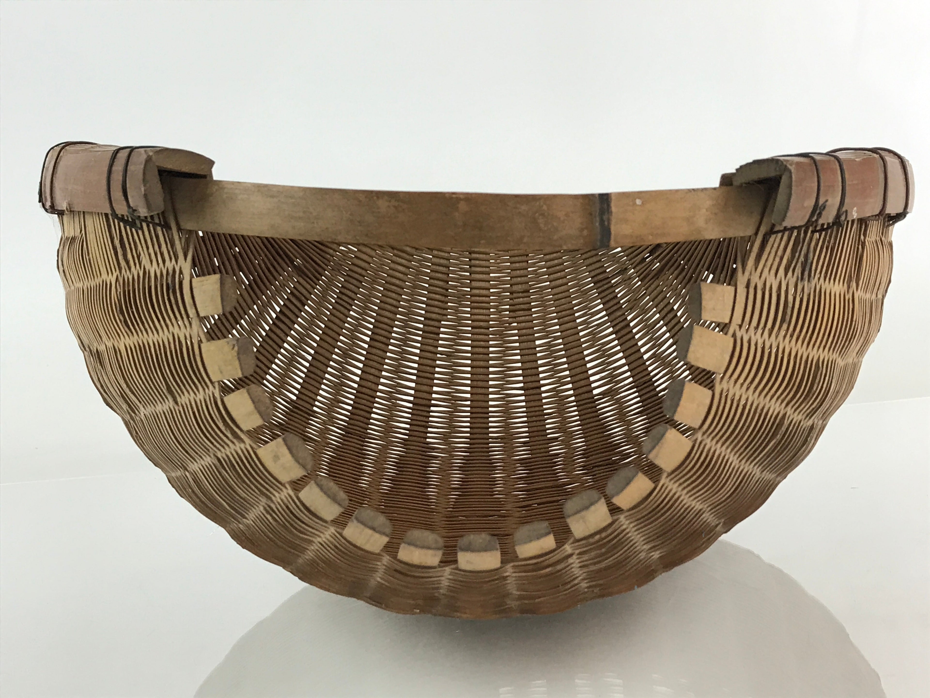 Japanese Bamboo Drying Basket Vtg Drainer Kago Zaru 53 cm Long B198