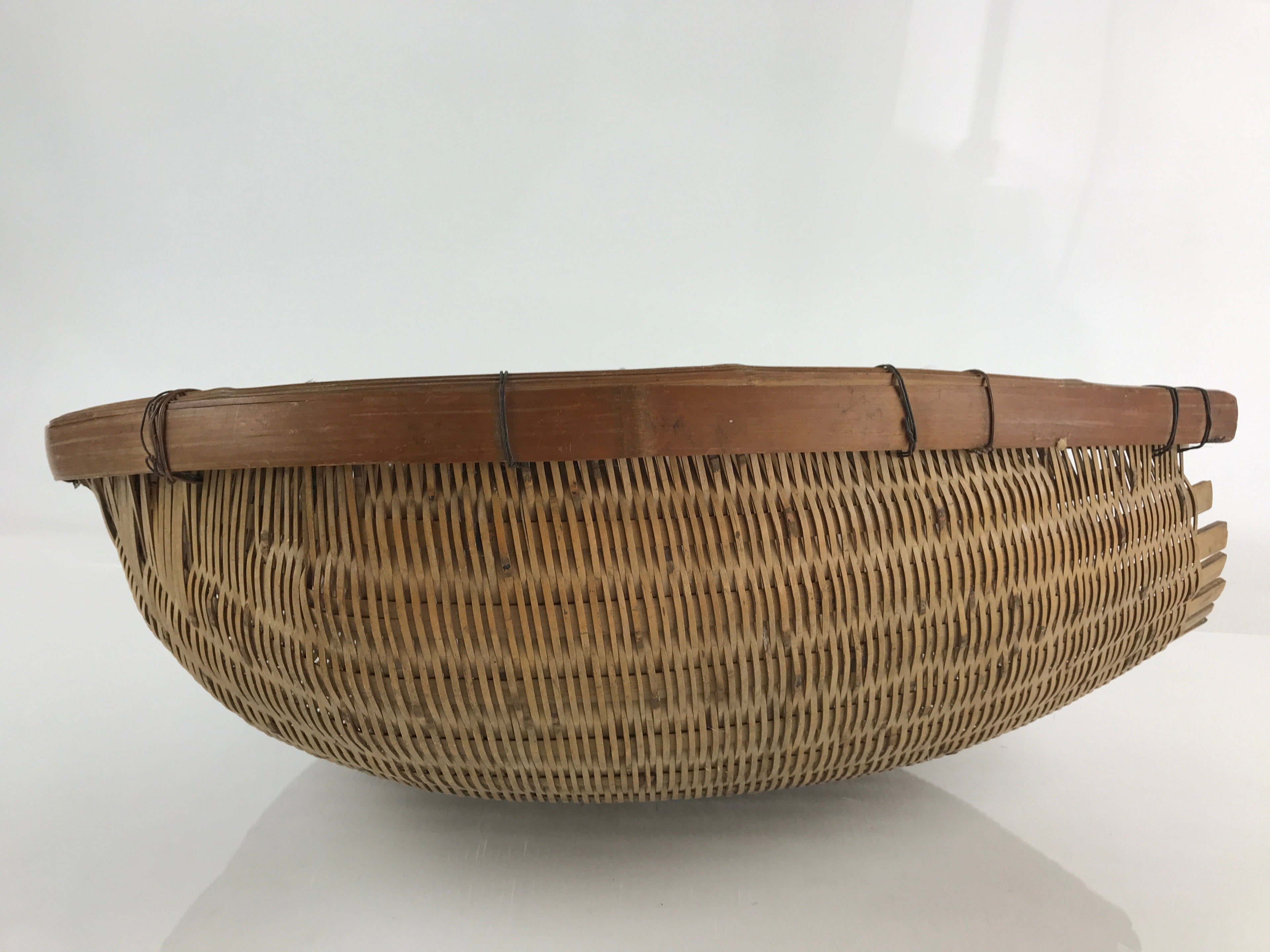 Japanese Bamboo Drying Basket Vtg Drainer Kago Zaru 53 cm Long B198