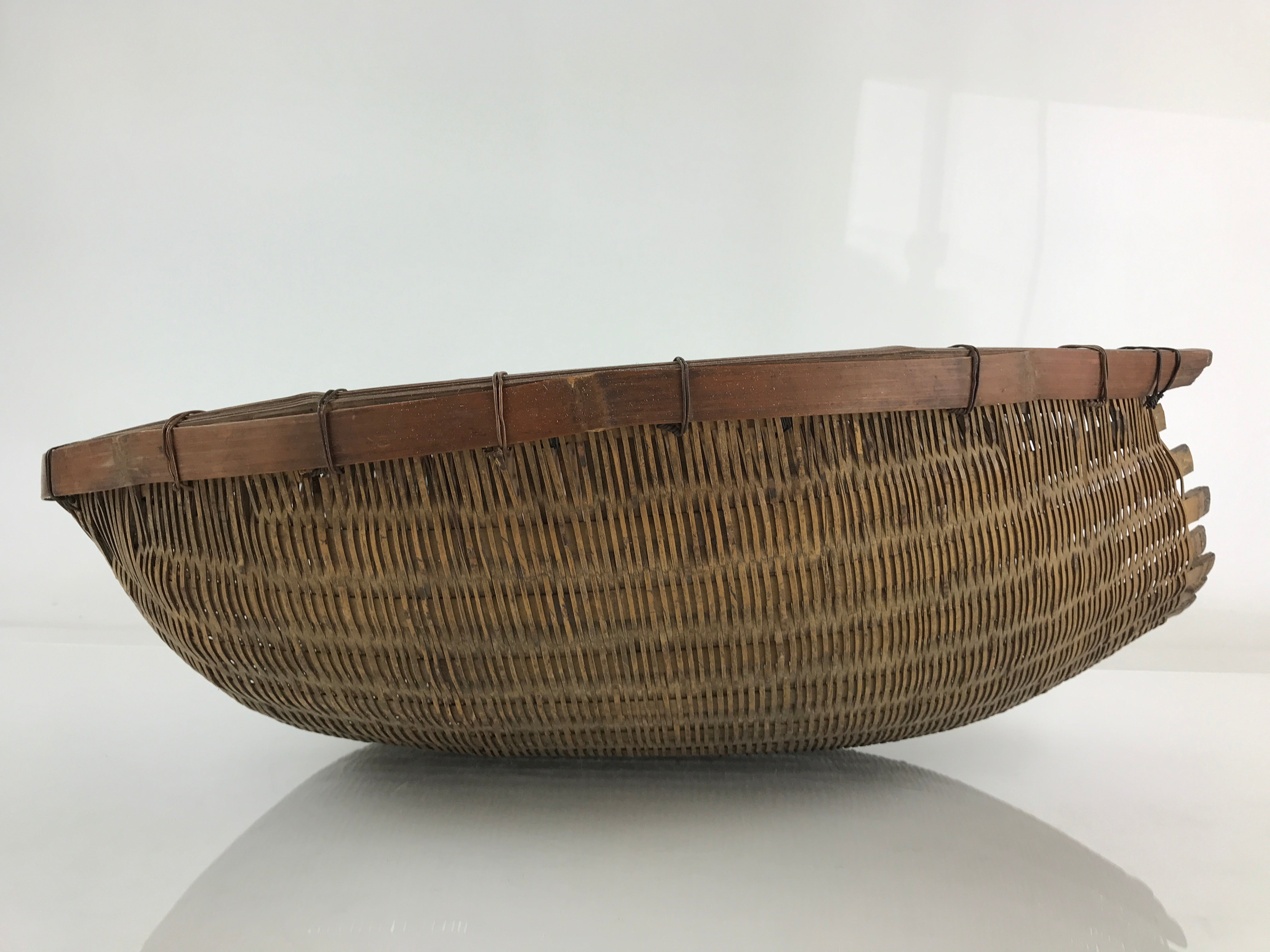 Japanese Bamboo Drying Basket Vtg Drainer Kago Zaru 53 cm Long B199