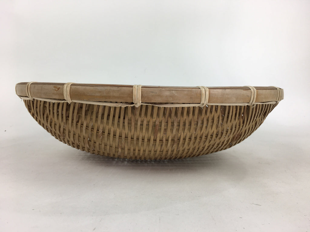 Japanese Bamboo Drying Basket Vtg Natural Kago Zaru 35.5 cm Wide B184
