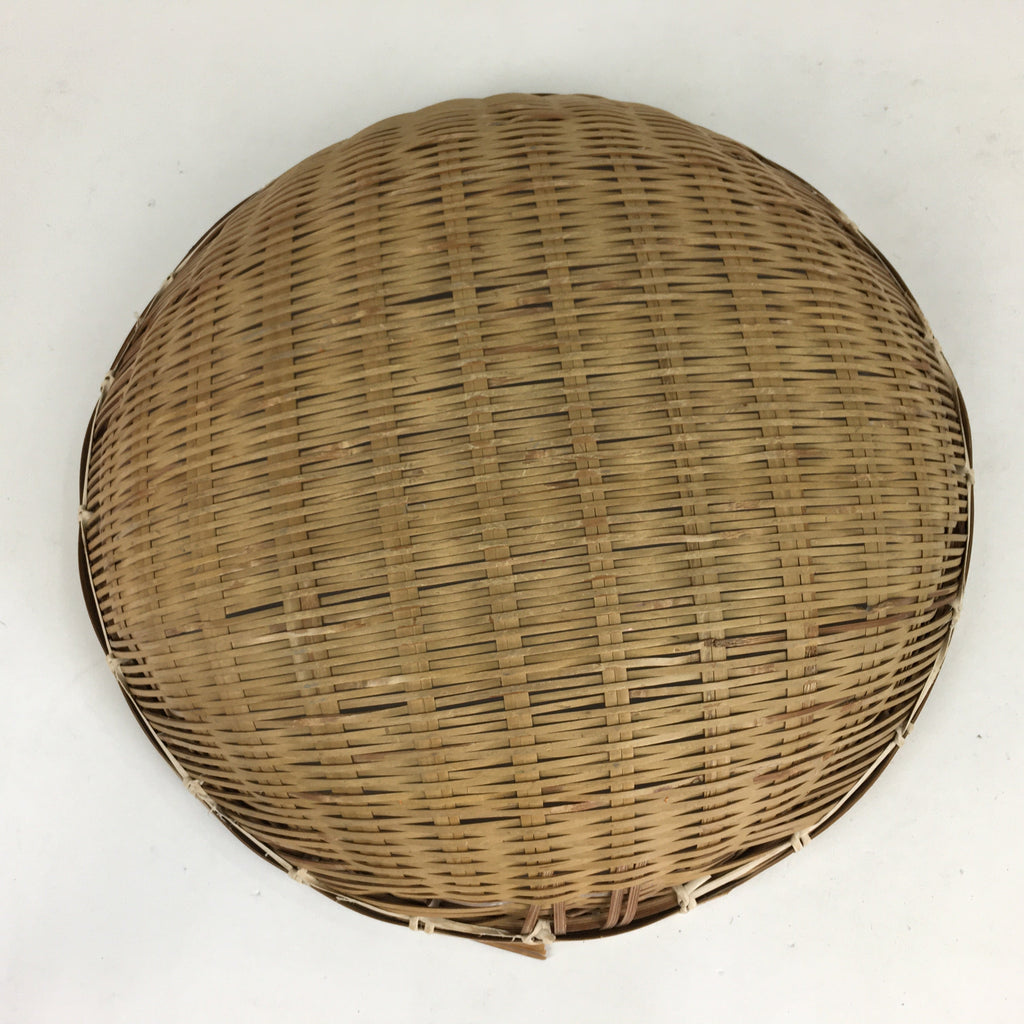 Japanese Bamboo Drying Basket Vtg Natural Kago Zaru 35.5 cm Wide B184