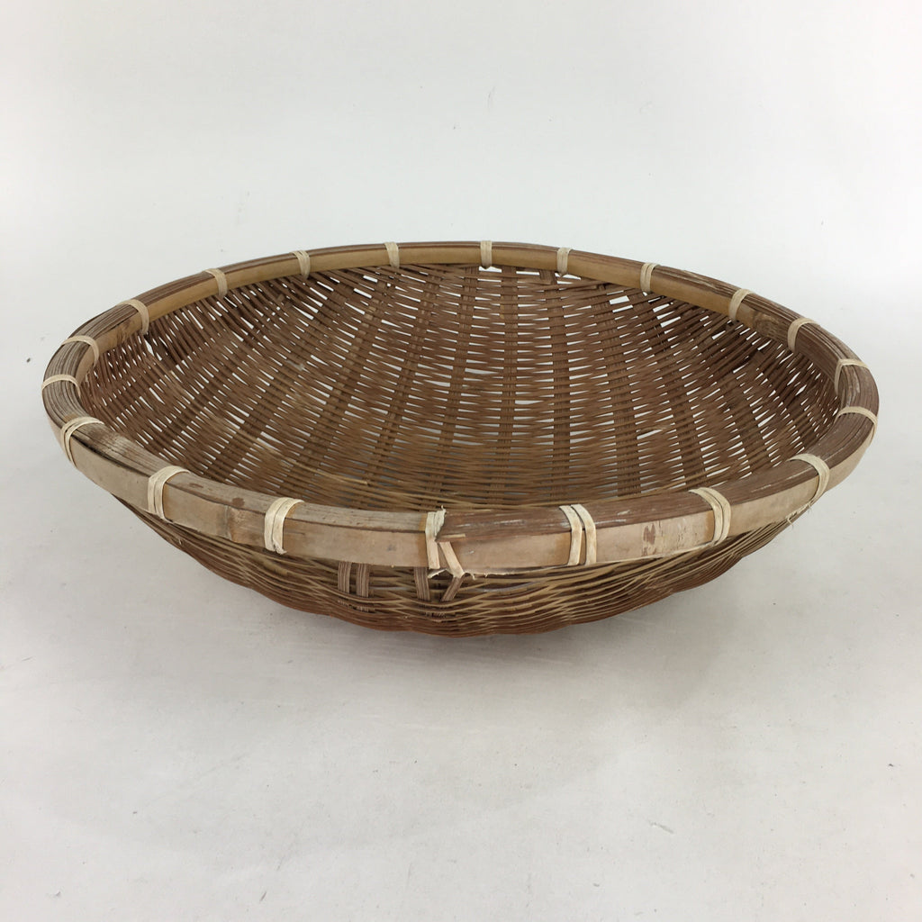 Japanese Bamboo Drying Basket Vtg Natural Kago Zaru 35.5 cm Wide B184