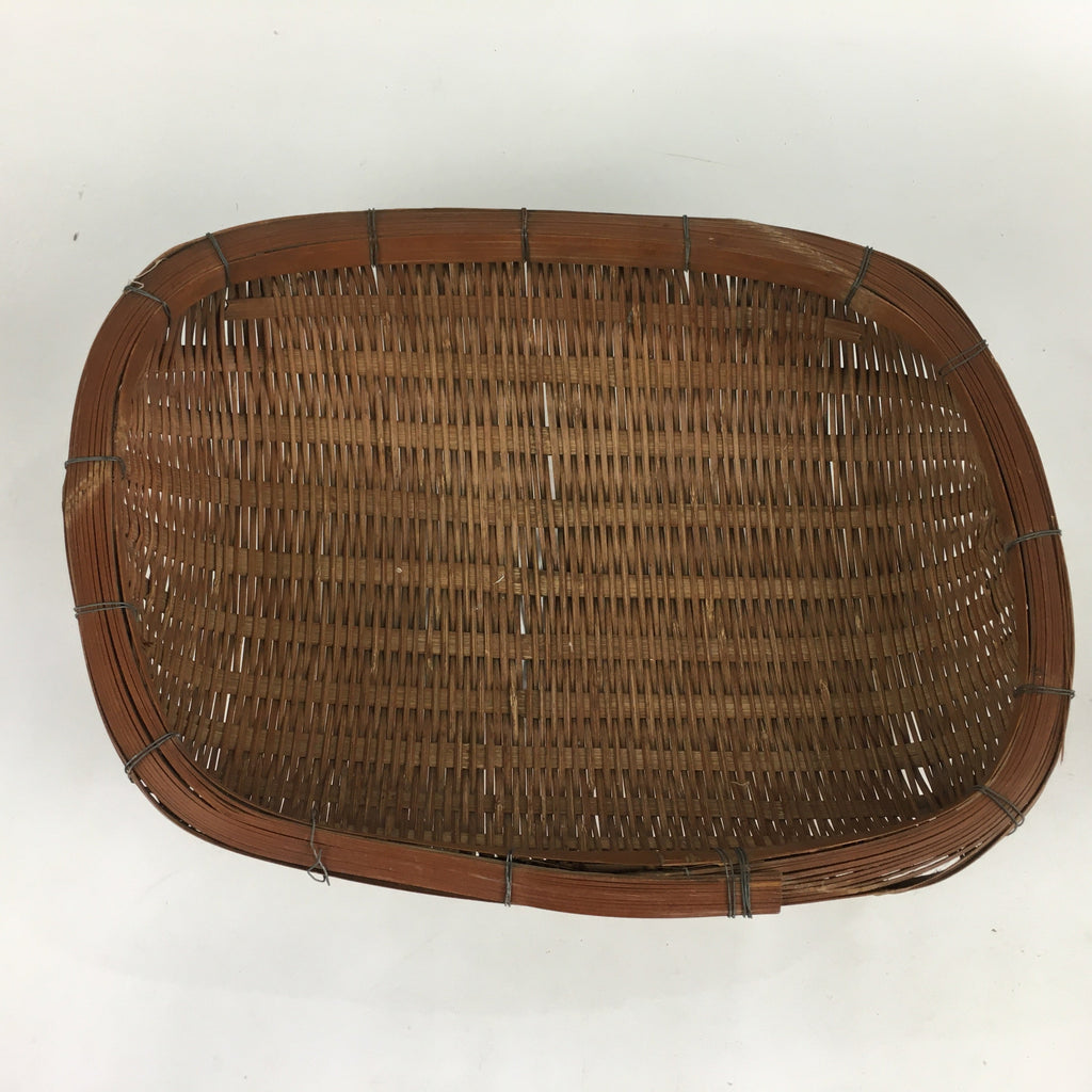 Japanese Bamboo Drying Basket Vtg Natural Kago Zaru 38.5 cm Wide B183