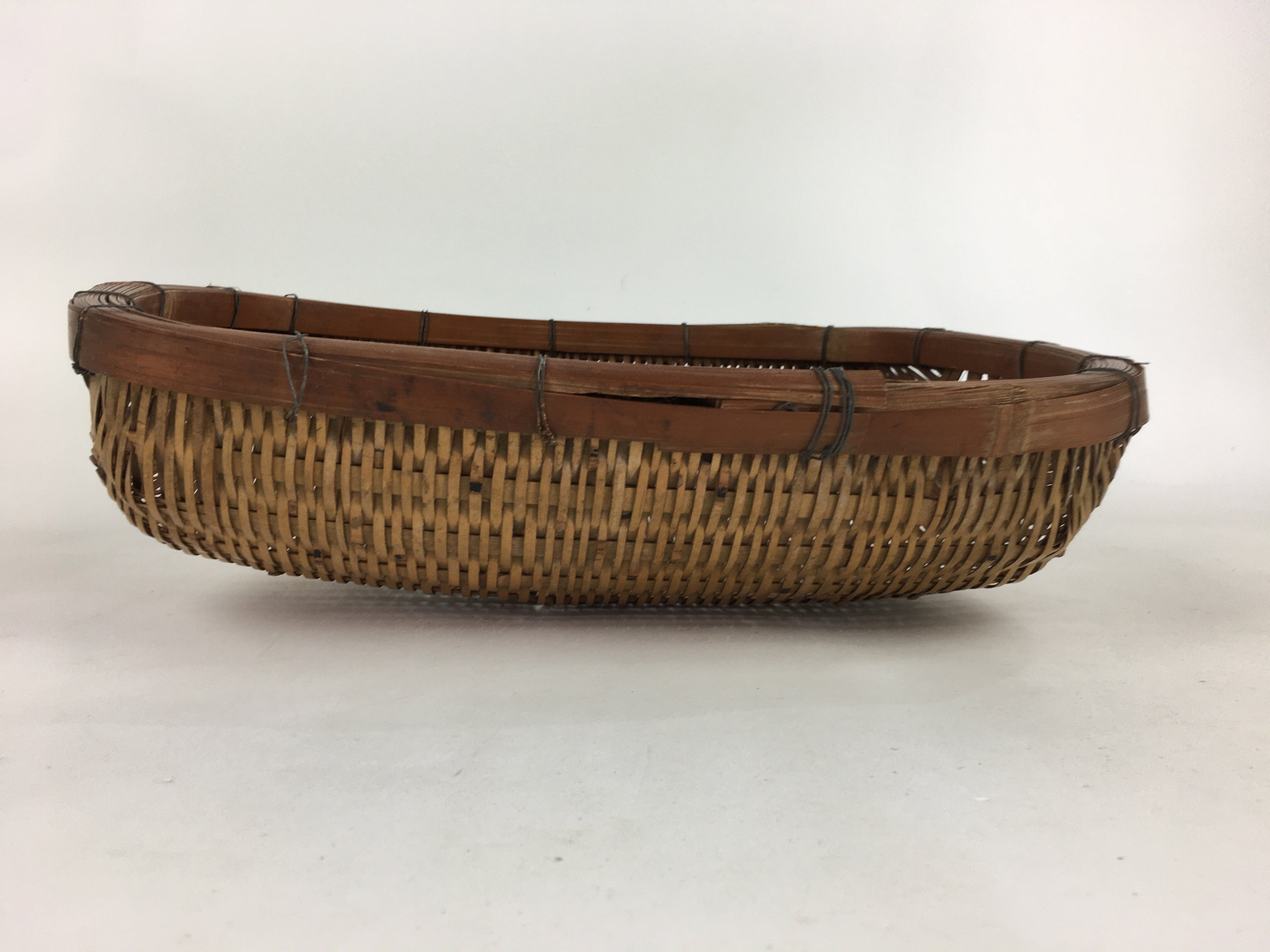 Japanese Bamboo Drying Basket Vtg Natural Kago Zaru 38.5 cm Wide B183