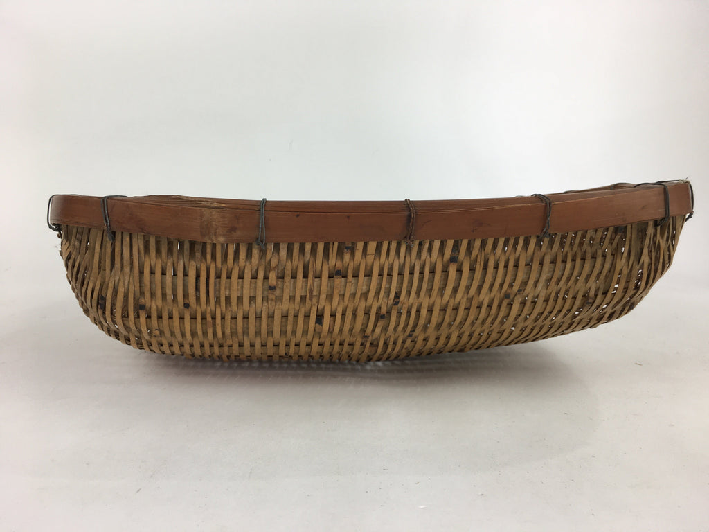 Japanese Bamboo Drying Basket Vtg Natural Kago Zaru 38.5 cm Wide B183
