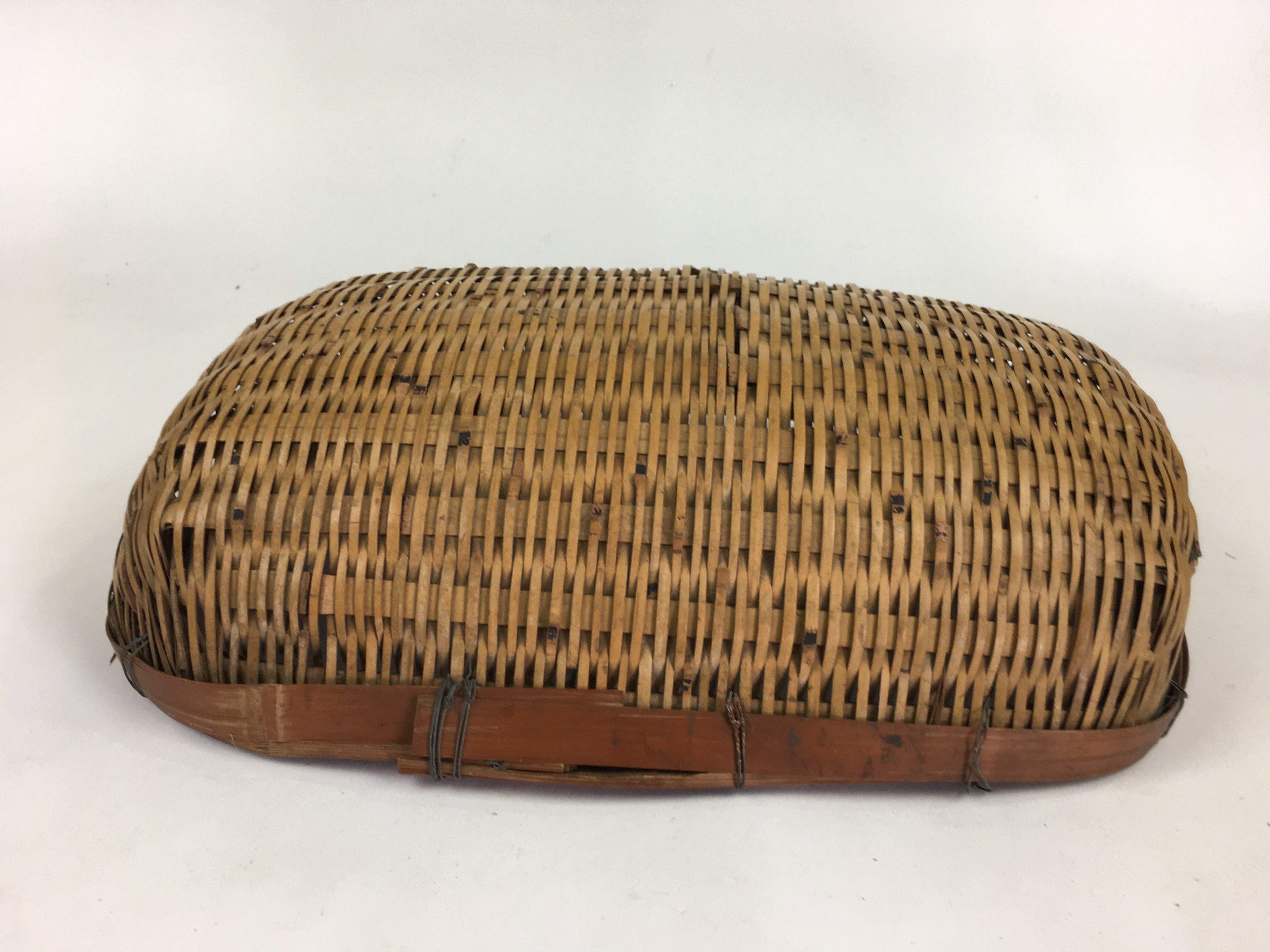 Japanese Bamboo Drying Basket Vtg Natural Kago Zaru 38.5 cm Wide B183