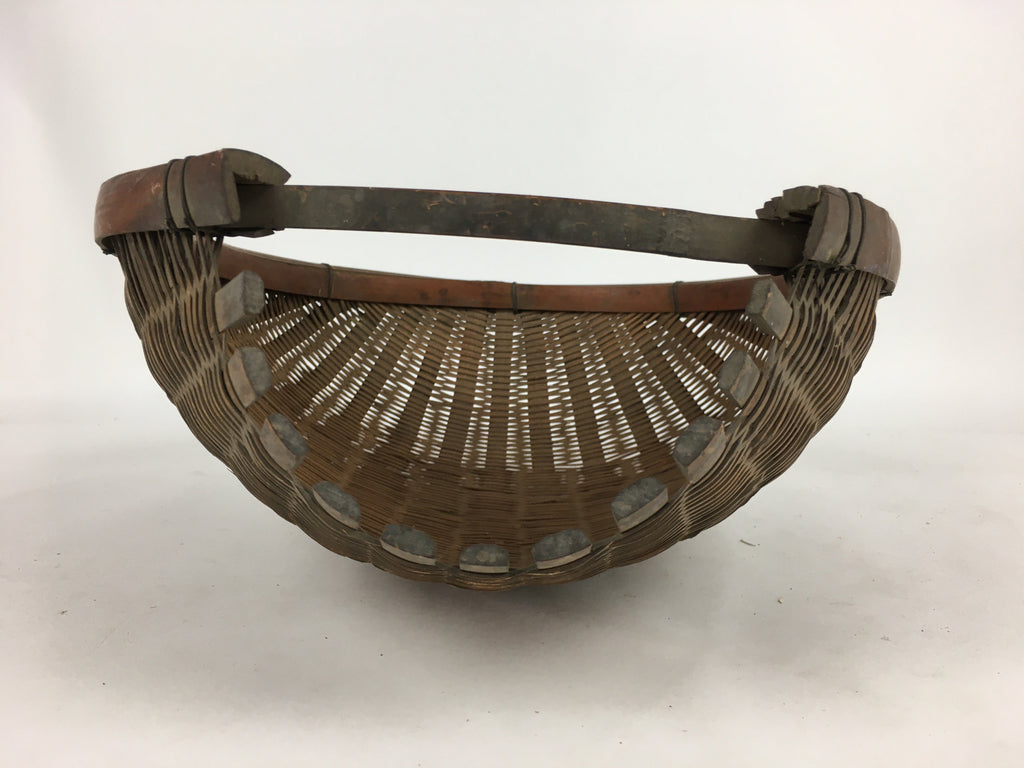 Japanese Bamboo Drying Basket Vtg Natural Kago Zaru 40 cm Long B188