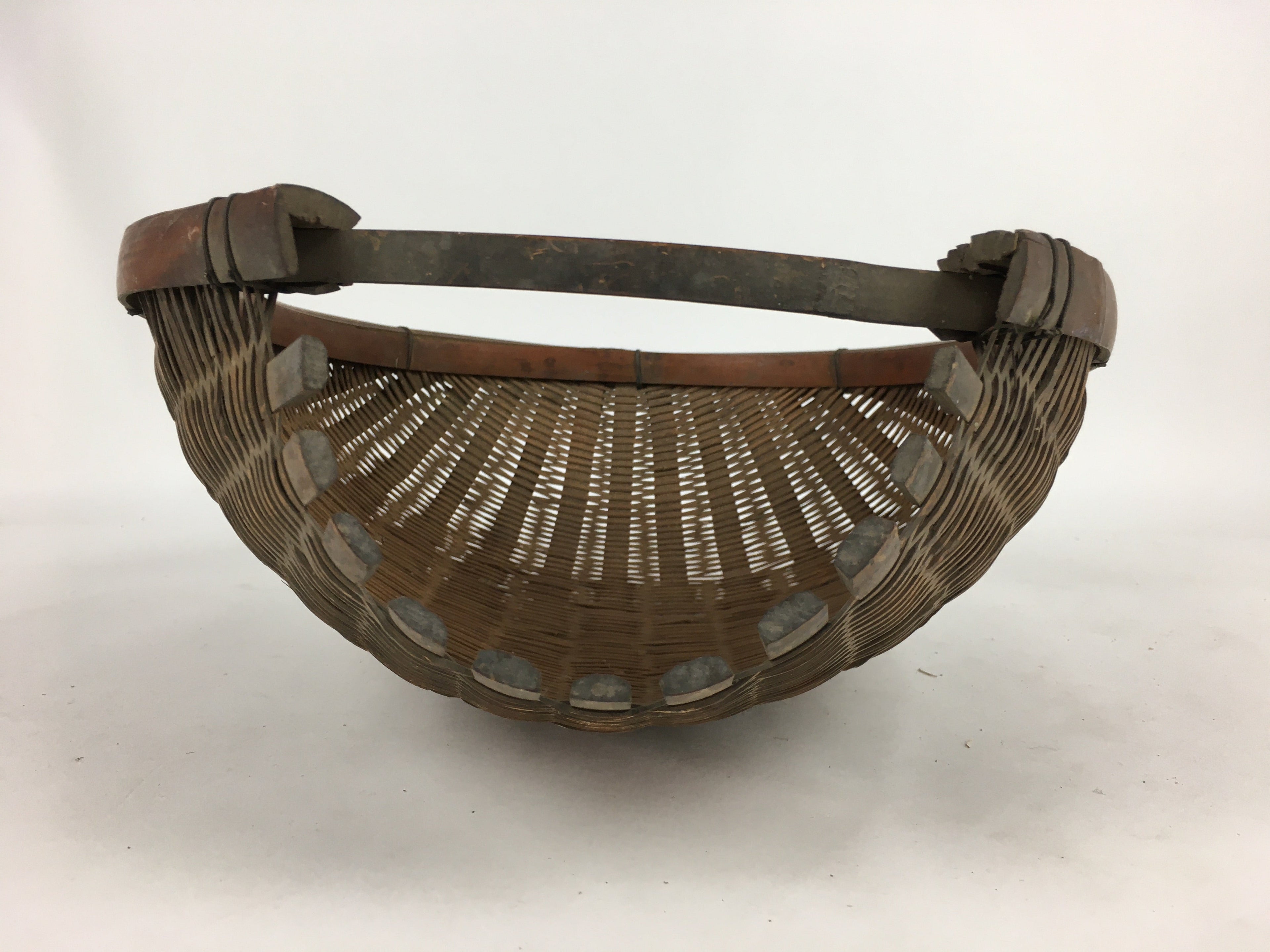 Japanese Bamboo Drying Basket Vtg Natural Kago Zaru 40 cm Long B188