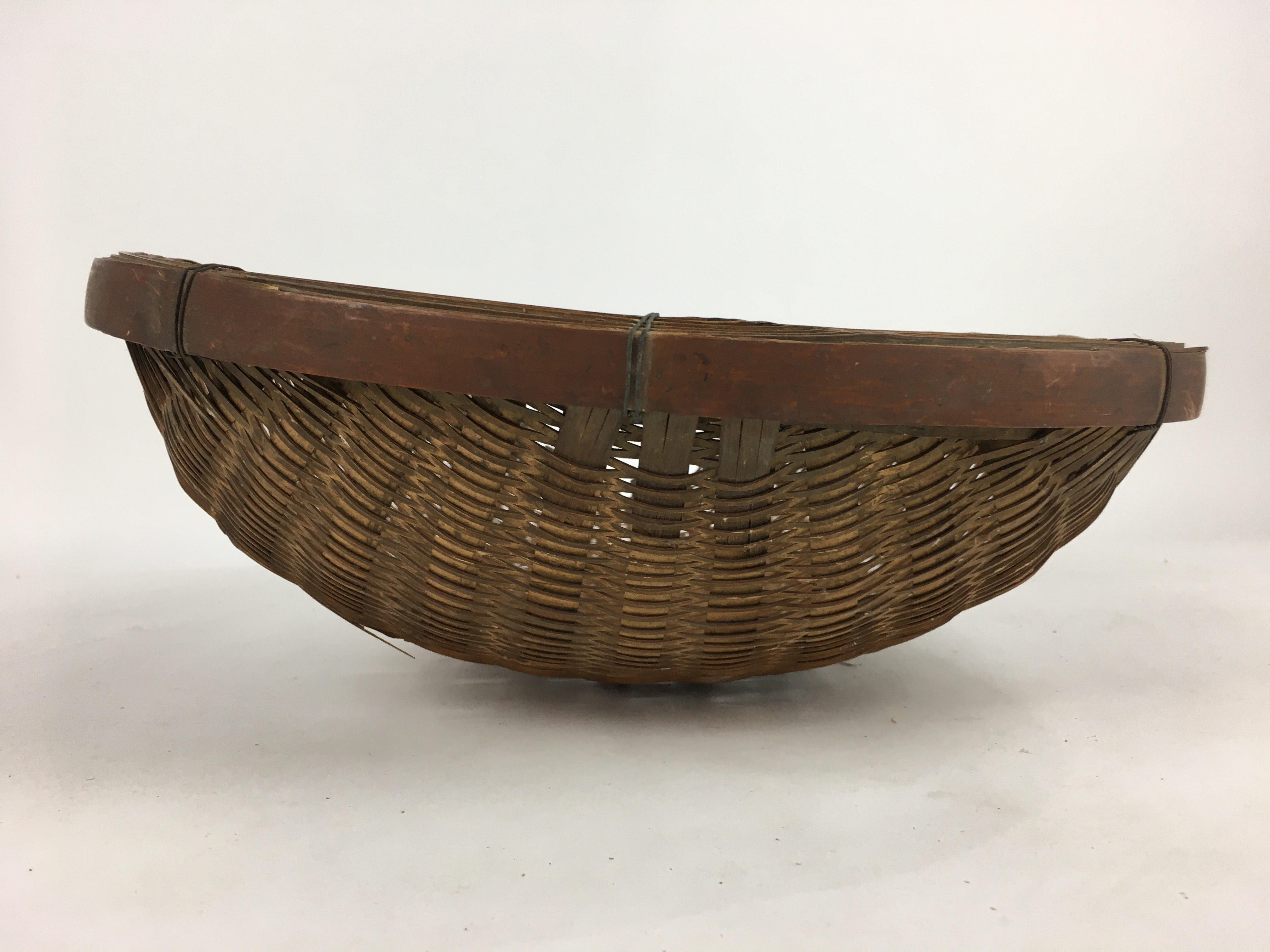 Japanese Bamboo Drying Basket Vtg Natural Kago Zaru 40 cm Long B188