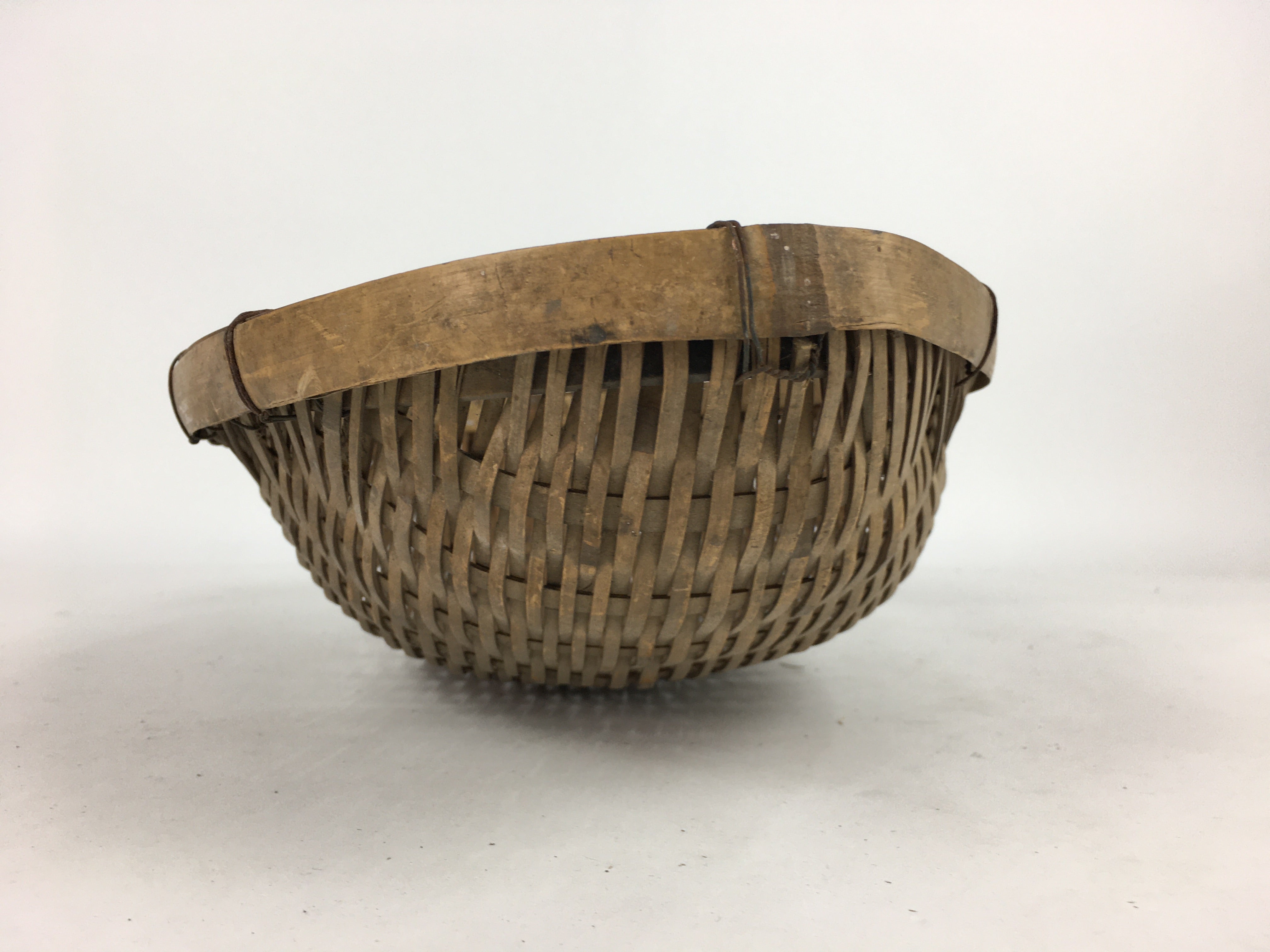 Japanese Bamboo Drying Basket Vtg Natural Kago Zaru 40.5 cm Long B189