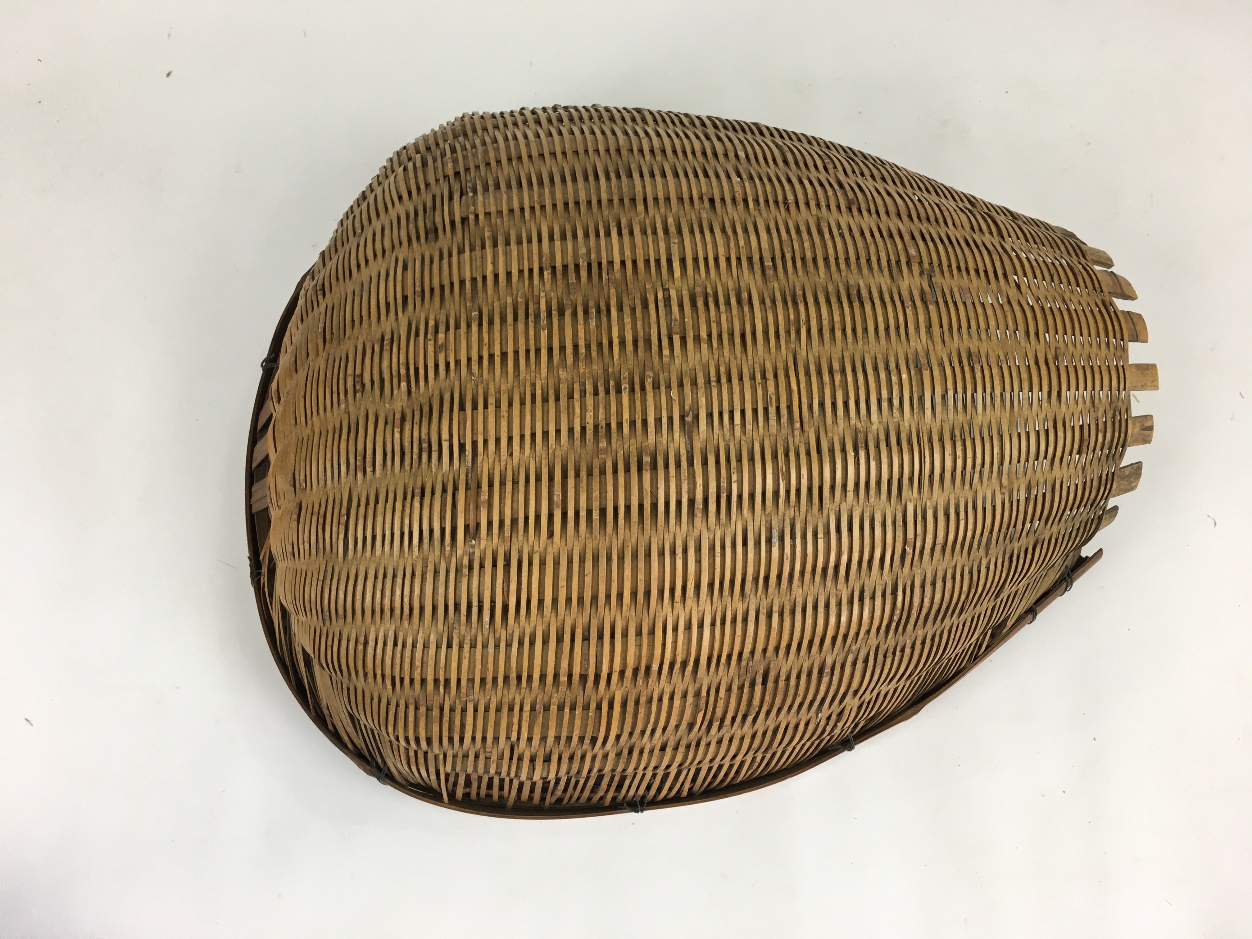 Japanese Bamboo Drying Basket Vtg Natural Kago Zaru 41.2 cm Wide B182
