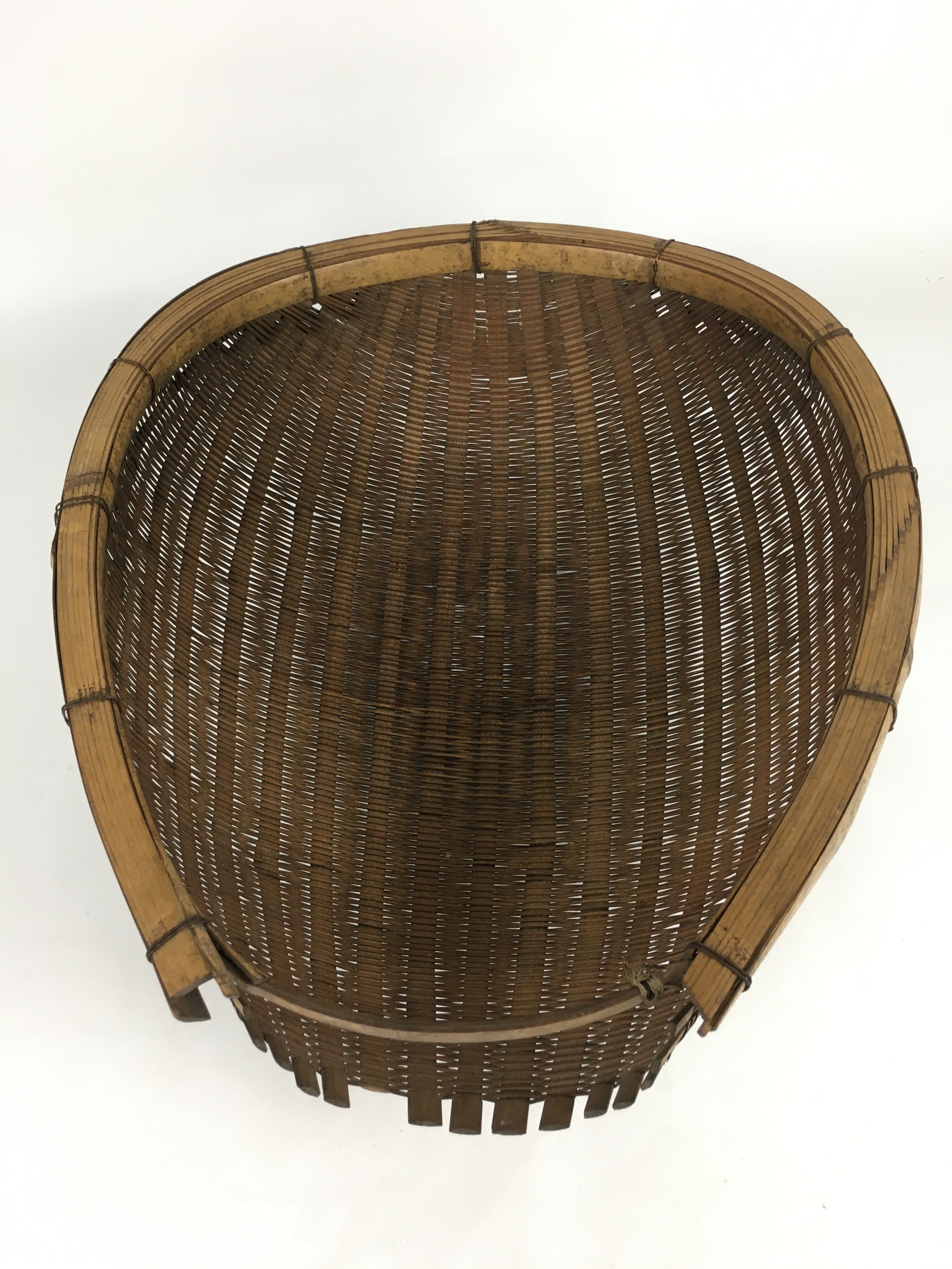 Japanese Bamboo Drying Basket Vtg Natural Kago Zaru 52.5 cm Long B186