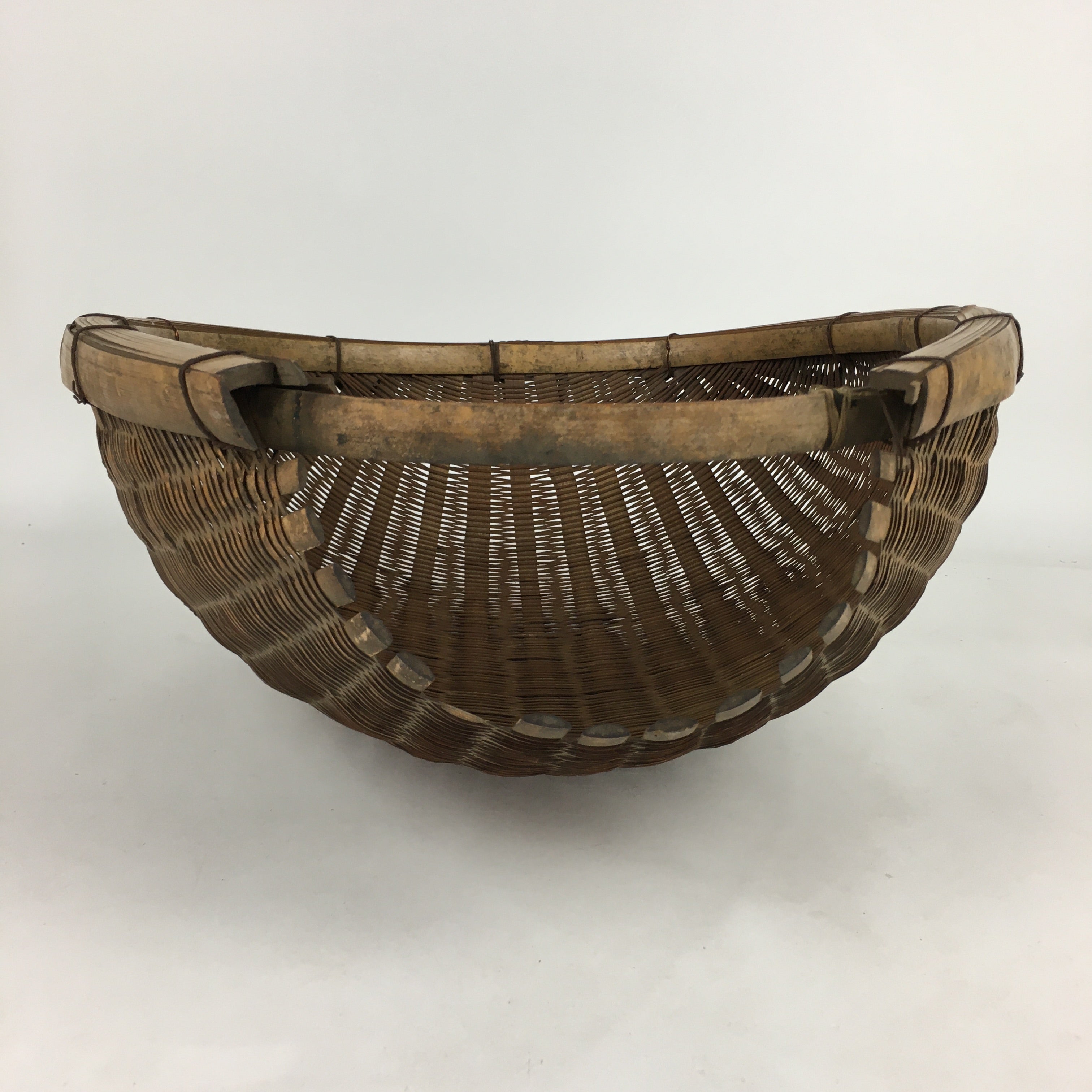Japanese Bamboo Drying Basket Vtg Natural Kago Zaru 52.5 cm Long B186