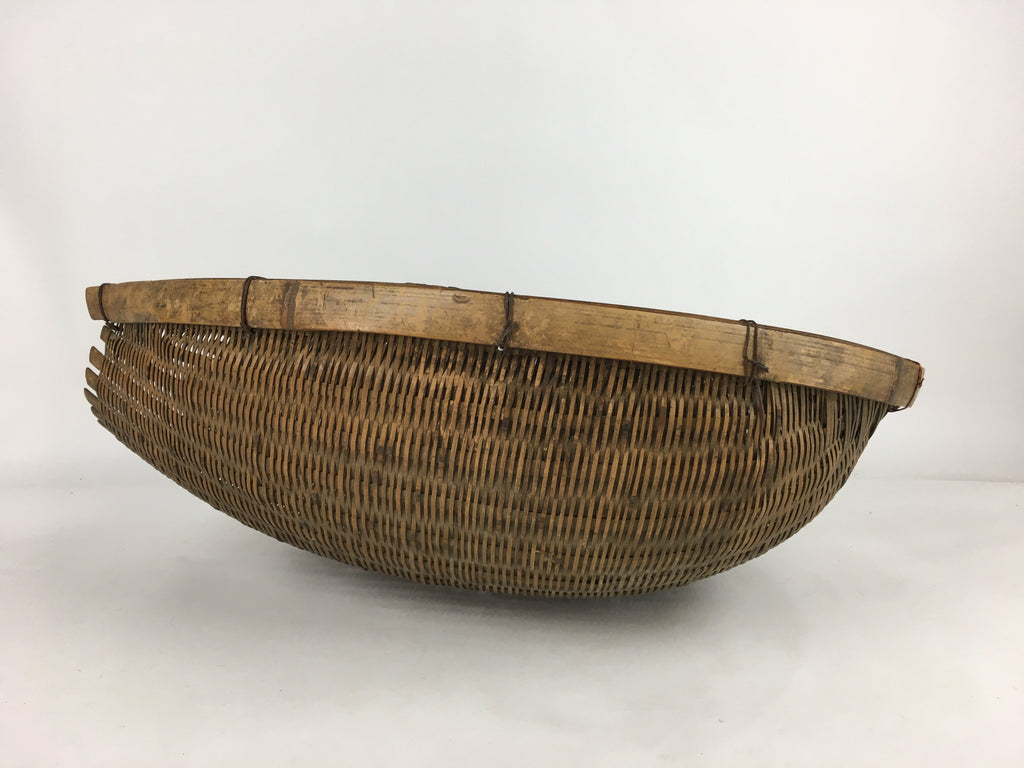 Japanese Bamboo Drying Basket Vtg Natural Kago Zaru 52.5 cm Long B186