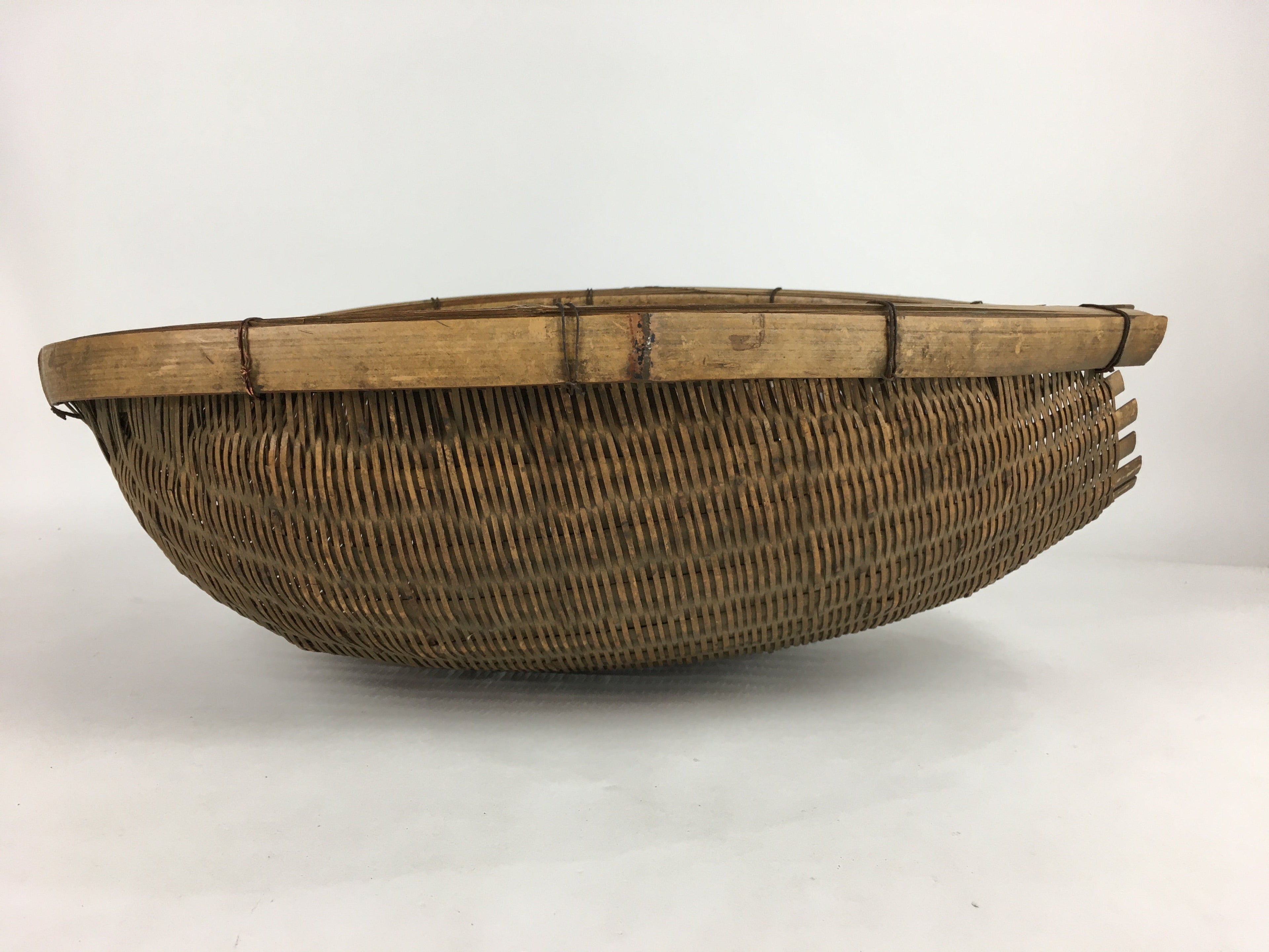 Japanese Bamboo Drying Basket Vtg Natural Kago Zaru 52.5 cm Long B186