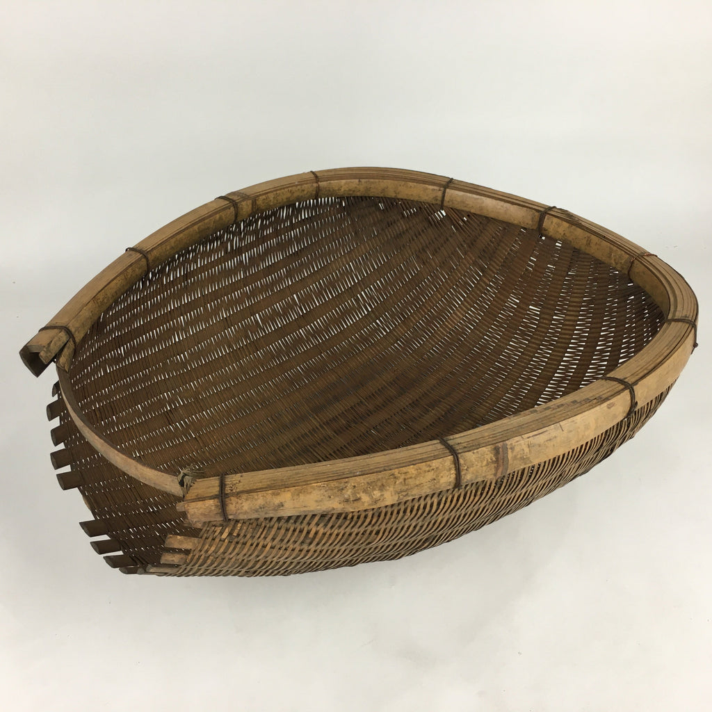 Japanese Bamboo Drying Basket Vtg Natural Kago Zaru 52.5 cm Long B186