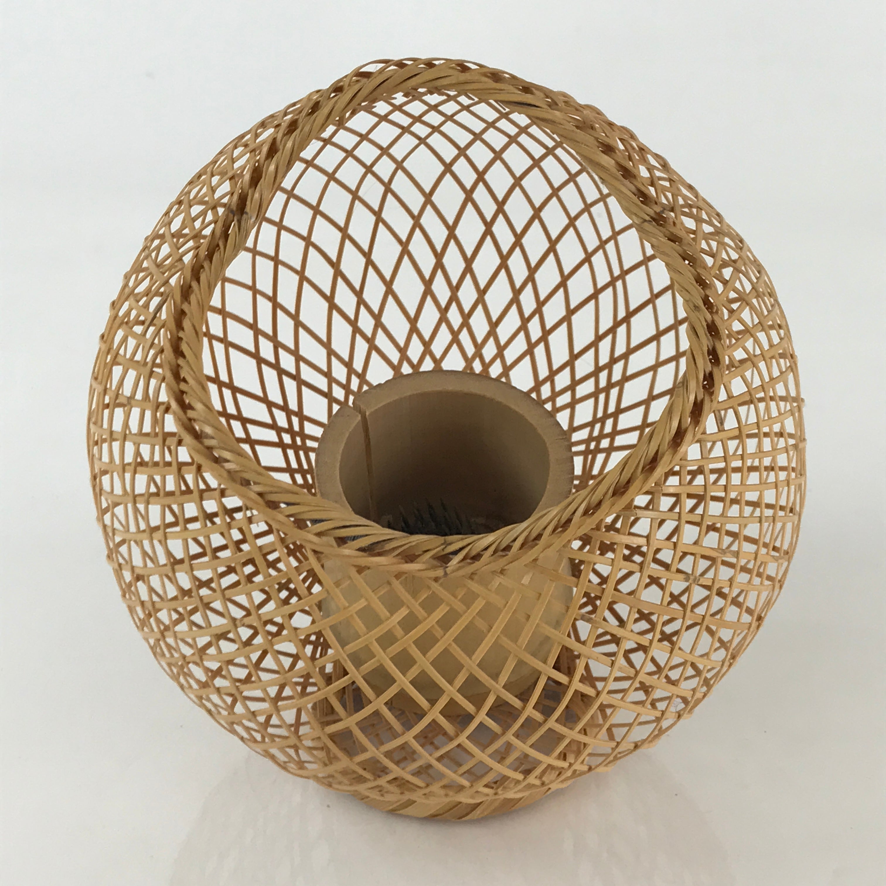 Japanese Bamboo Flower Vase and Basket Vtg Kabin Ikebana Arrangement PX627