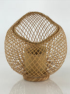 Japanese Bamboo Flower Vase and Basket Vtg Kabin Ikebana Arrangement PX627