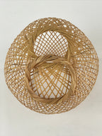 Japanese Bamboo Flower Vase and Basket Vtg Kabin Ikebana Arrangement PX627