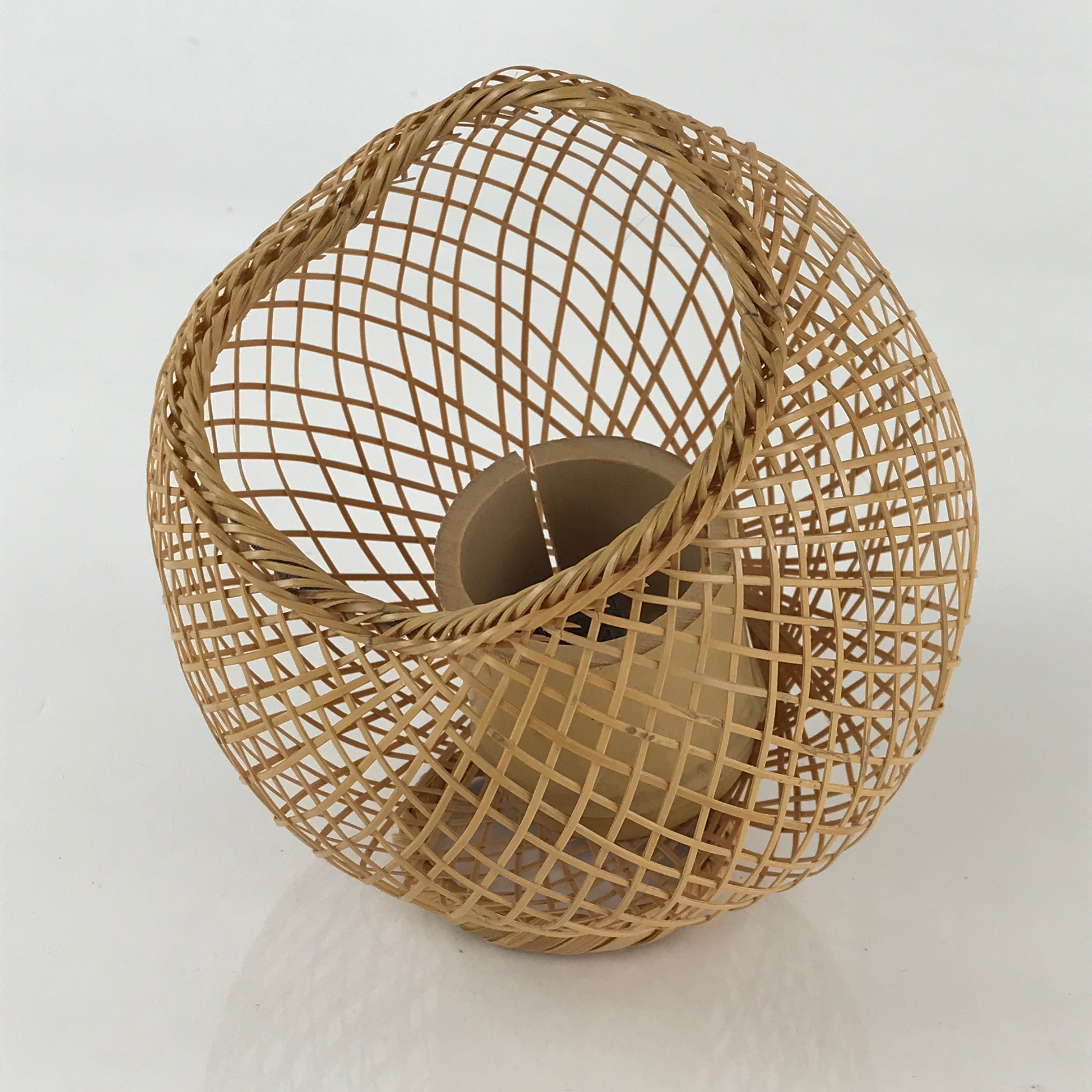 Japanese Bamboo Flower Vase and Basket Vtg Kabin Ikebana Arrangement PX627