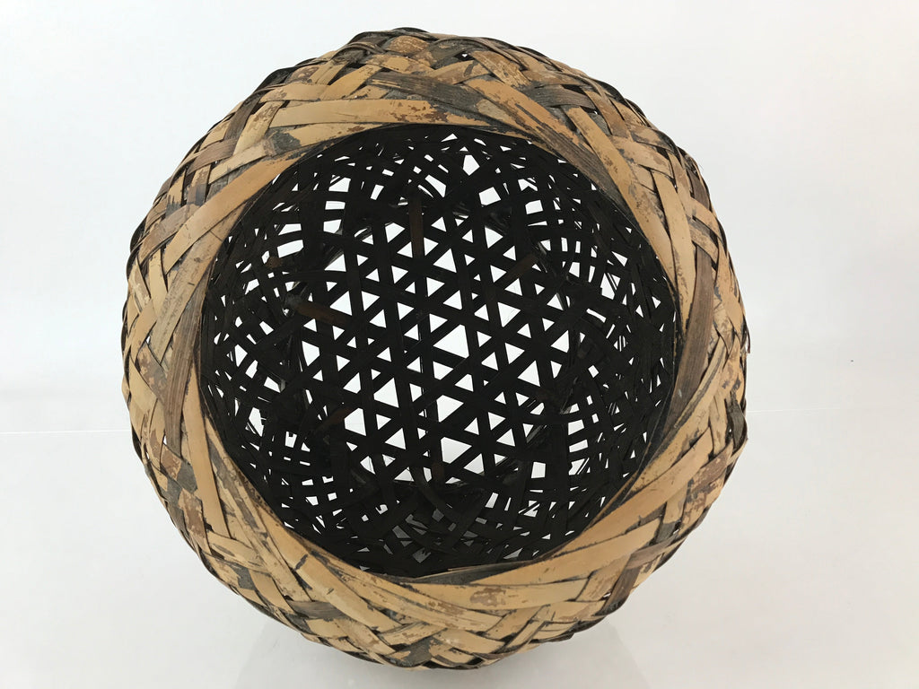 Japanese Bamboo Ikebana Basket Flower Arrangement Vtg Brown Kado Kago B213