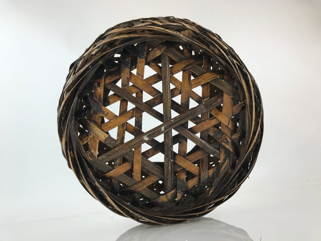 Japanese Bamboo Ikebana Basket Flower Arrangement Vtg Brown Kado Kago B213