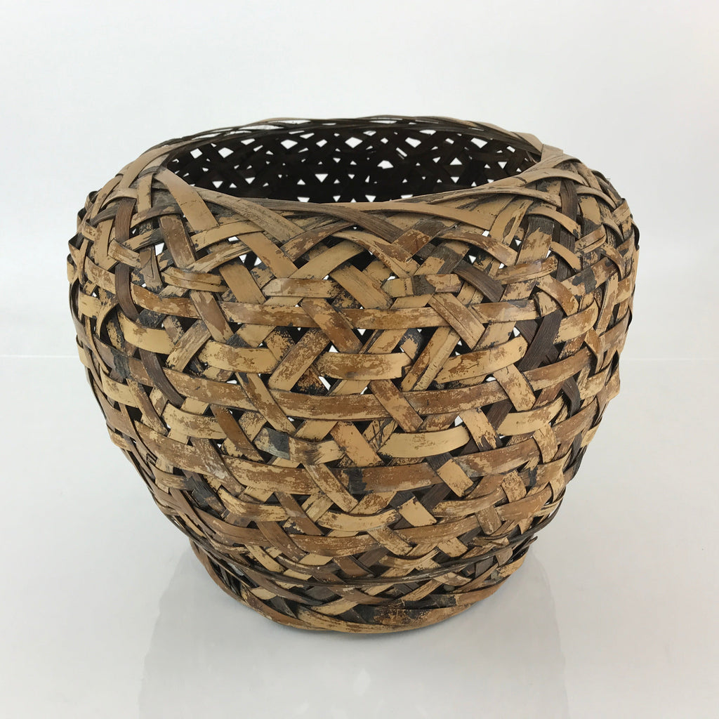 Japanese Bamboo Ikebana Basket Flower Arrangement Vtg Brown Kado Kago B213