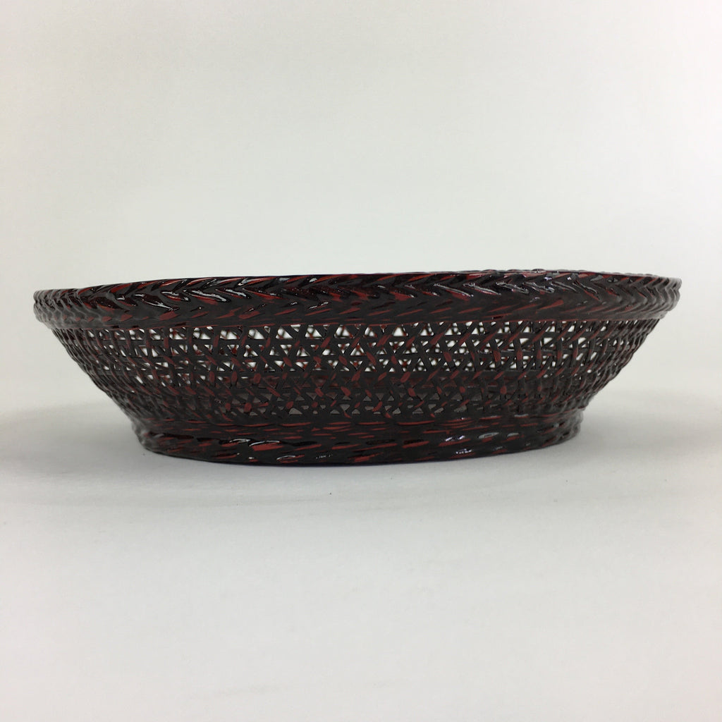 Japanese Bamboo Lacquerware Basket Vtg Bamboo Work Rantai Kago UR725