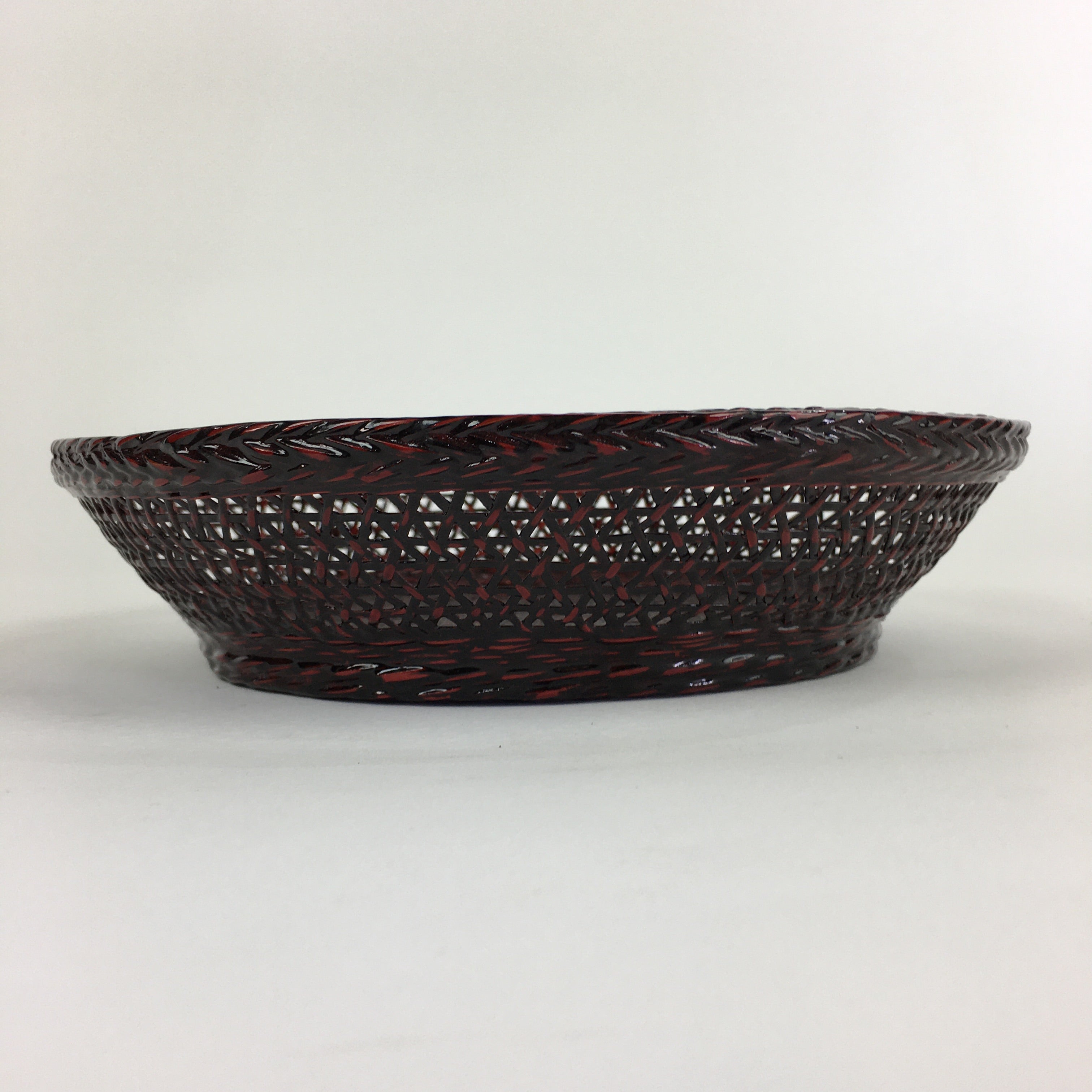 Japanese Bamboo Lacquerware Basket Vtg Bamboo Work Rantai Kago UR725
