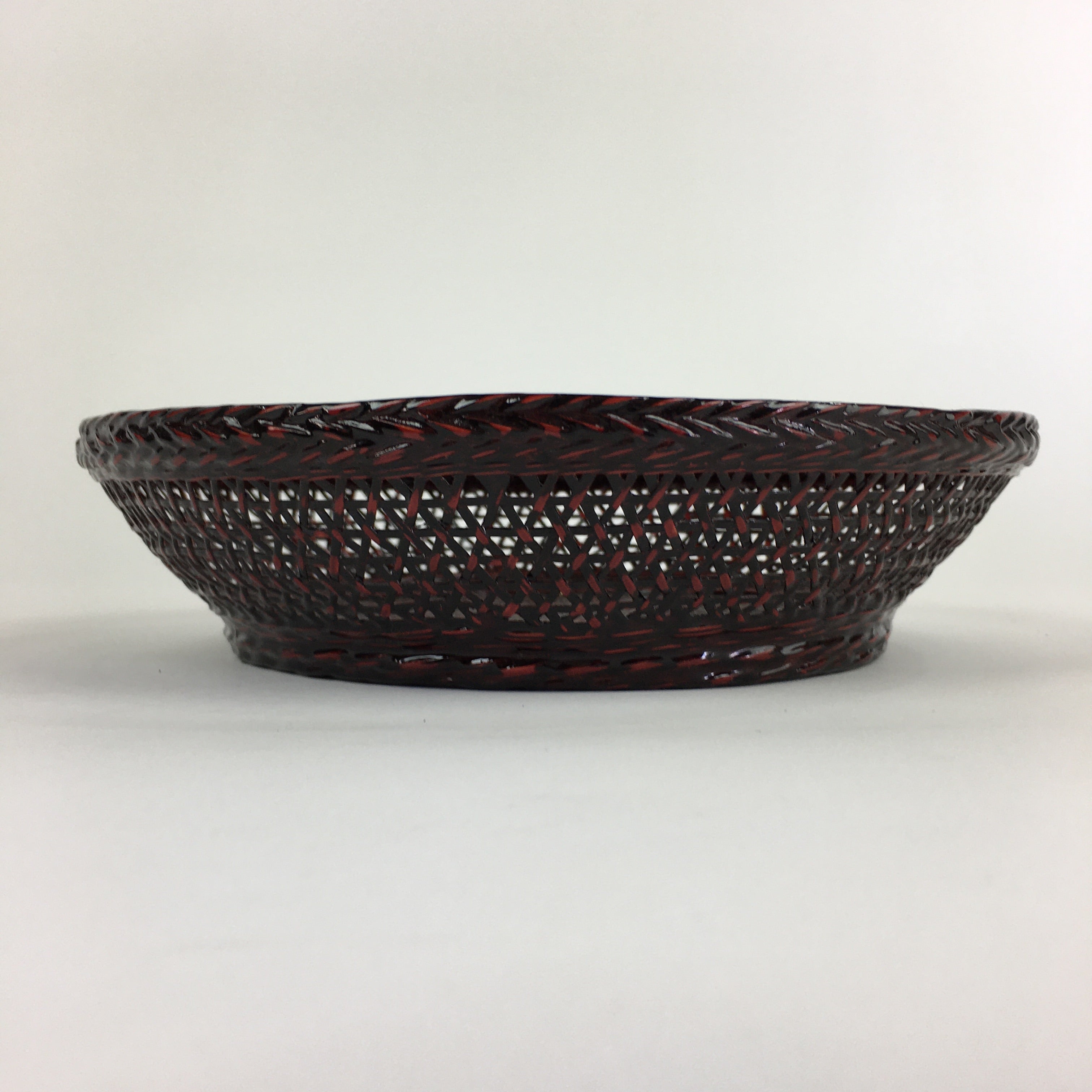 Japanese Bamboo Lacquerware Basket Vtg Bamboo Work Rantai Kago UR725
