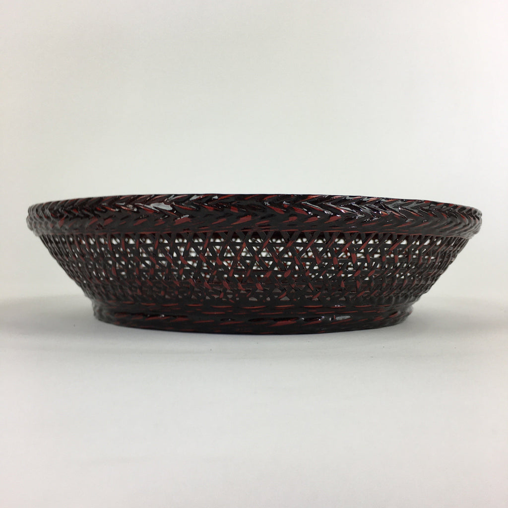 Japanese Bamboo Lacquerware Basket Vtg Bamboo Work Rantai Kago UR725