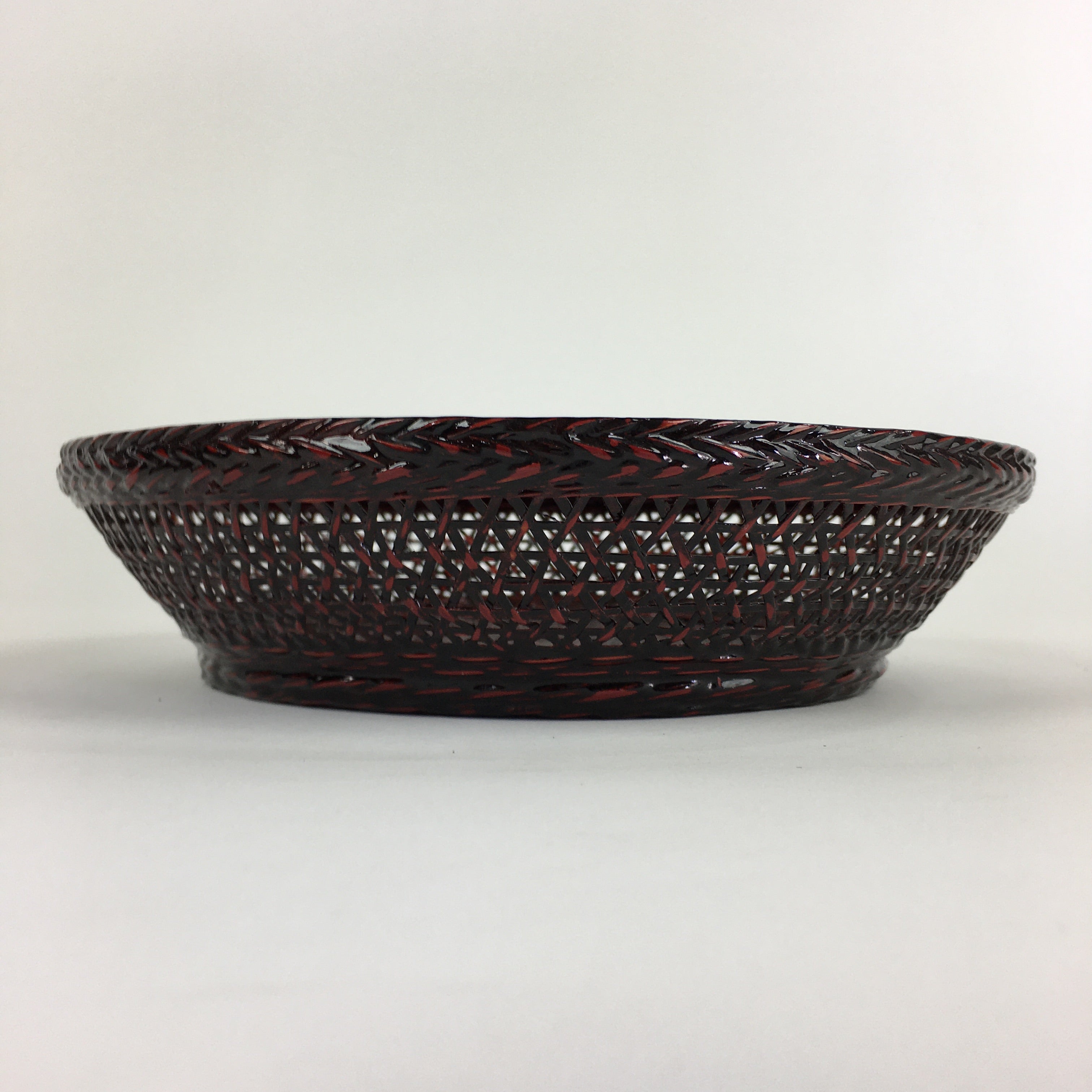 Japanese Bamboo Lacquerware Basket Vtg Bamboo Work Rantai Kago UR725