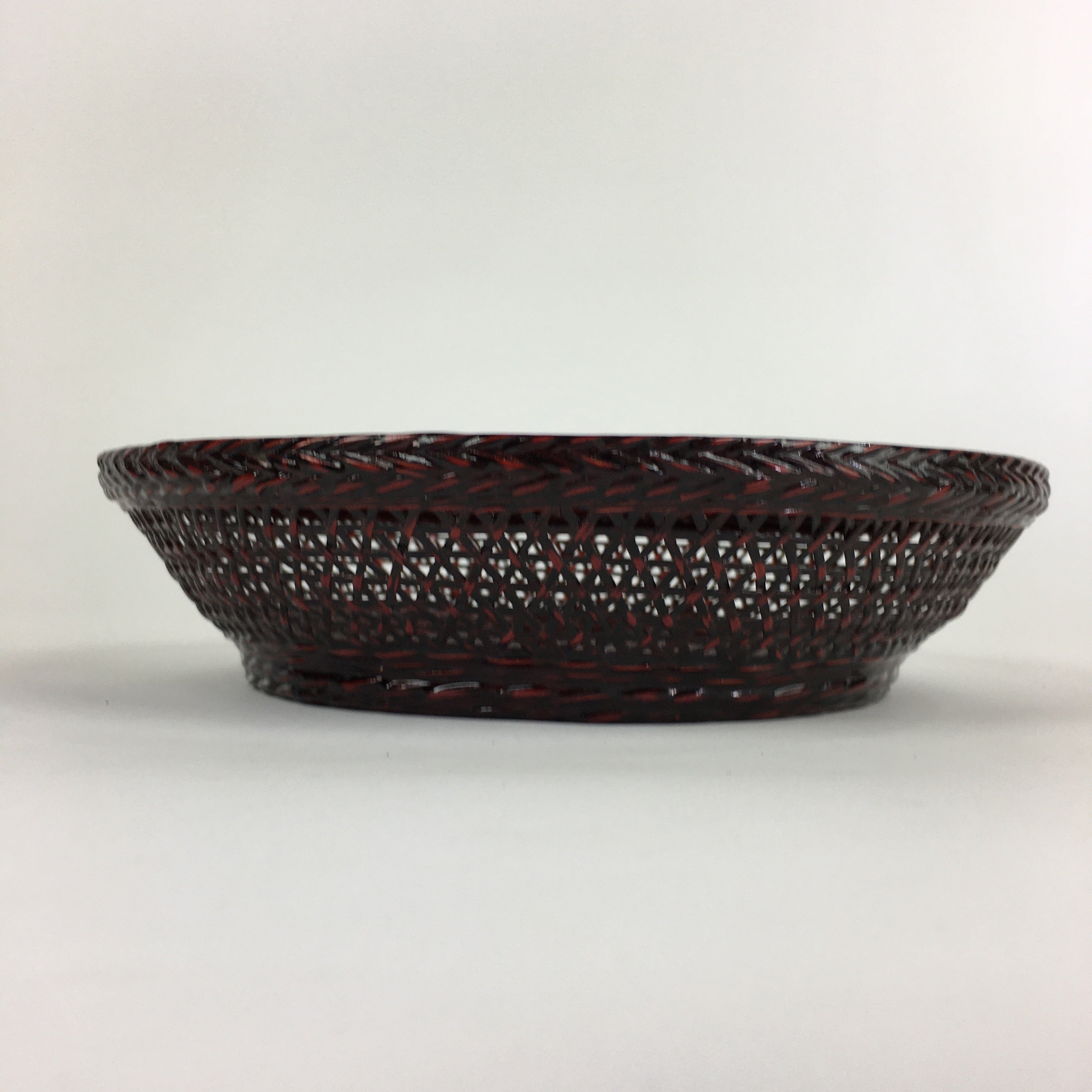 Japanese Bamboo Lacquerware Basket Vtg Bamboo Work Rantai Kago UR725