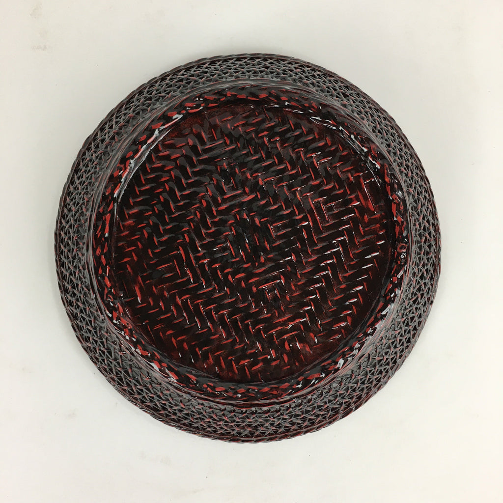 Japanese Bamboo Lacquerware Basket Vtg Bamboo Work Rantai Kago UR725