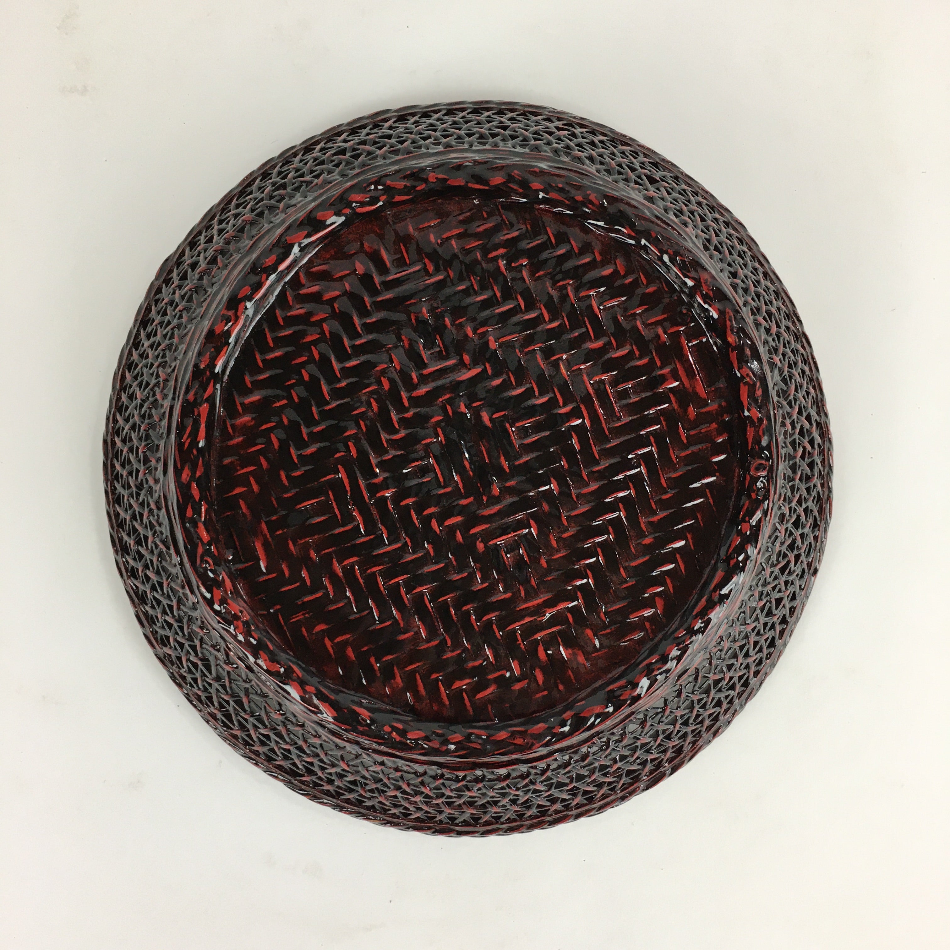 Japanese Bamboo Lacquerware Basket Vtg Bamboo Work Rantai Kago UR725