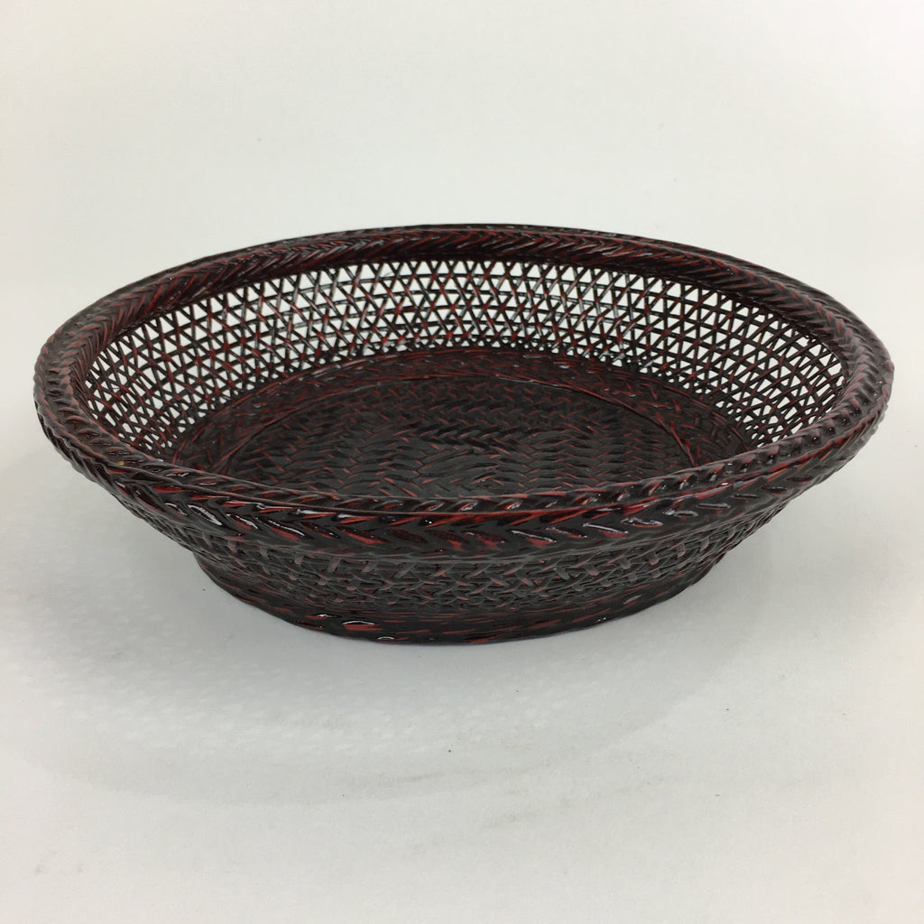 Japanese Bamboo Lacquerware Basket Vtg Bamboo Work Rantai Kago UR725