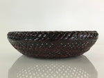 Japanese Bamboo Lacquerware Basket Vtg Bamboo Work Rantai Kago UR818