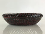 Japanese Bamboo Lacquerware Basket Vtg Bamboo Work Rantai Kago UR818