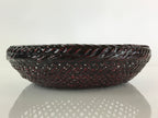 Japanese Bamboo Lacquerware Basket Vtg Bamboo Work Rantai Kago UR818