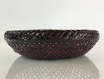 Japanese Bamboo Lacquerware Basket Vtg Bamboo Work Rantai Kago UR818