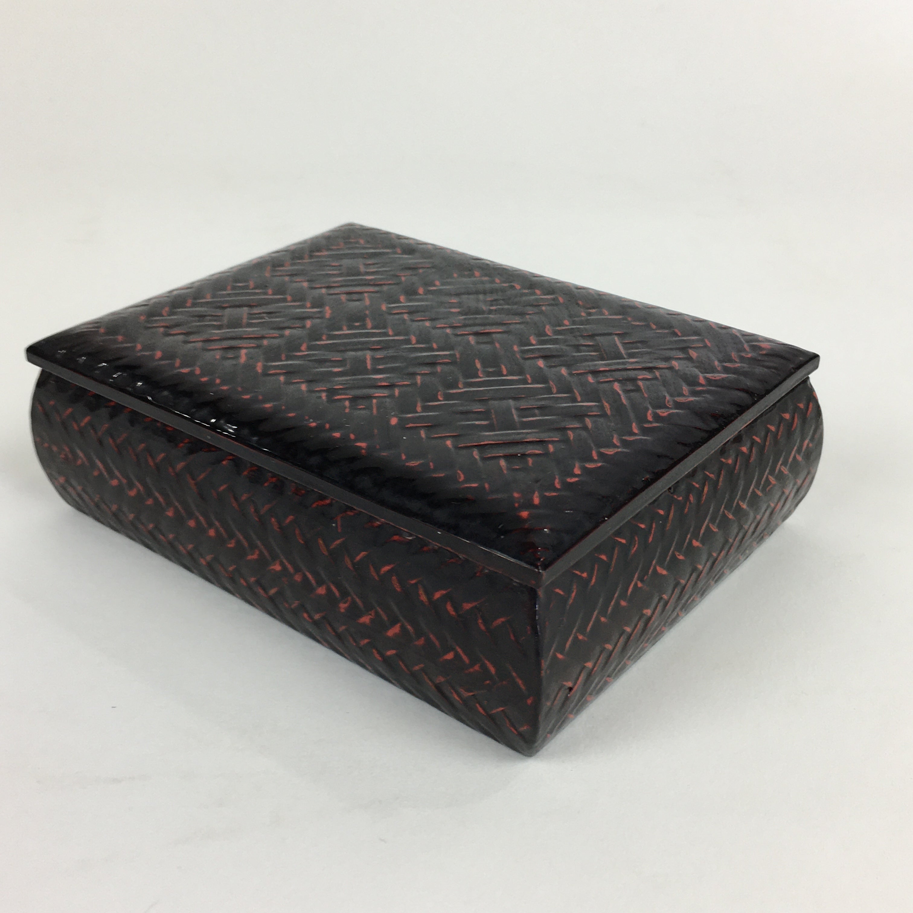 Japanese Bamboo Lacquerware Lidded Box Vtg Bamboo Work Rantai UR715