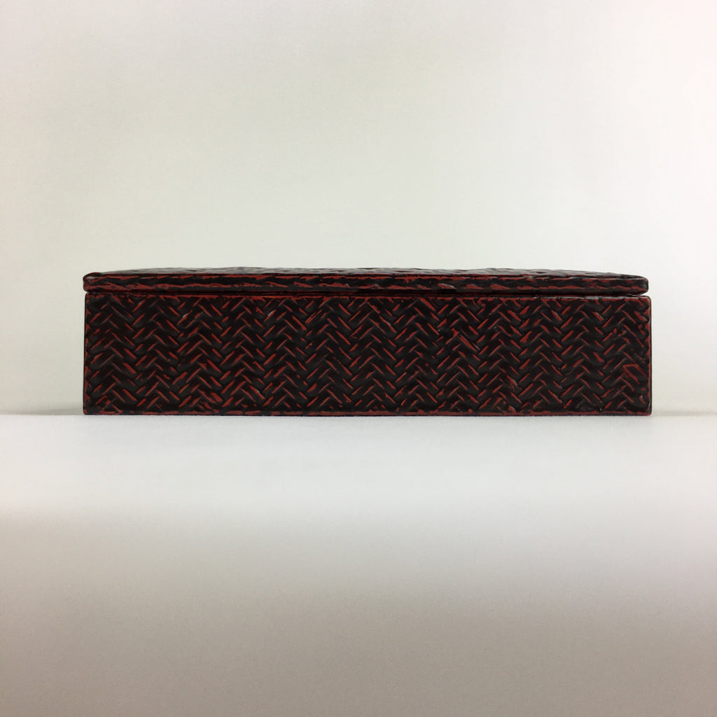 Japanese Bamboo Lacquerware Lidded Box Vtg Bamboo Work Rantai UR716