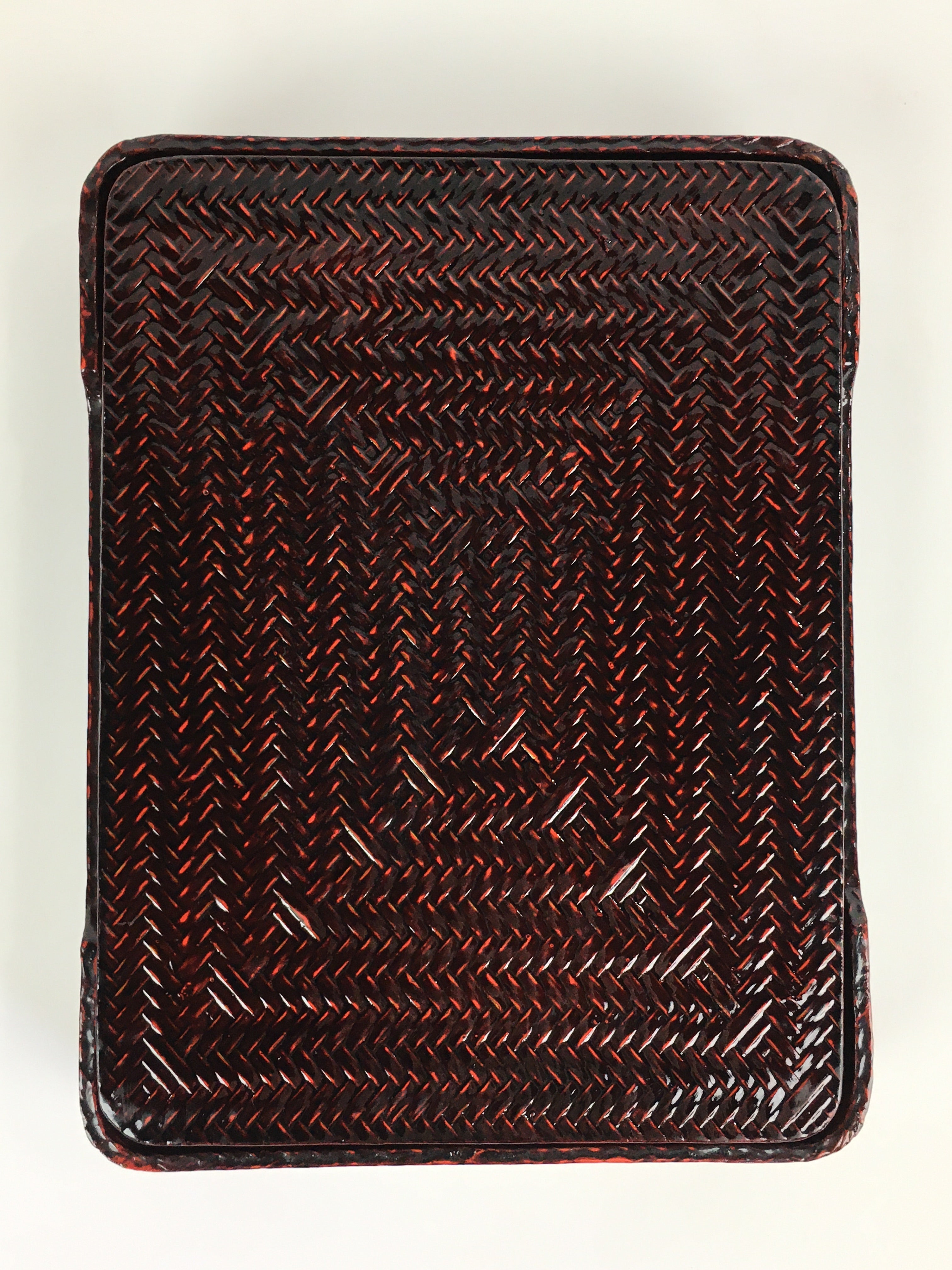 Japanese Bamboo Lacquerware Lidded Box Vtg Bamboo Work Rantai UR717