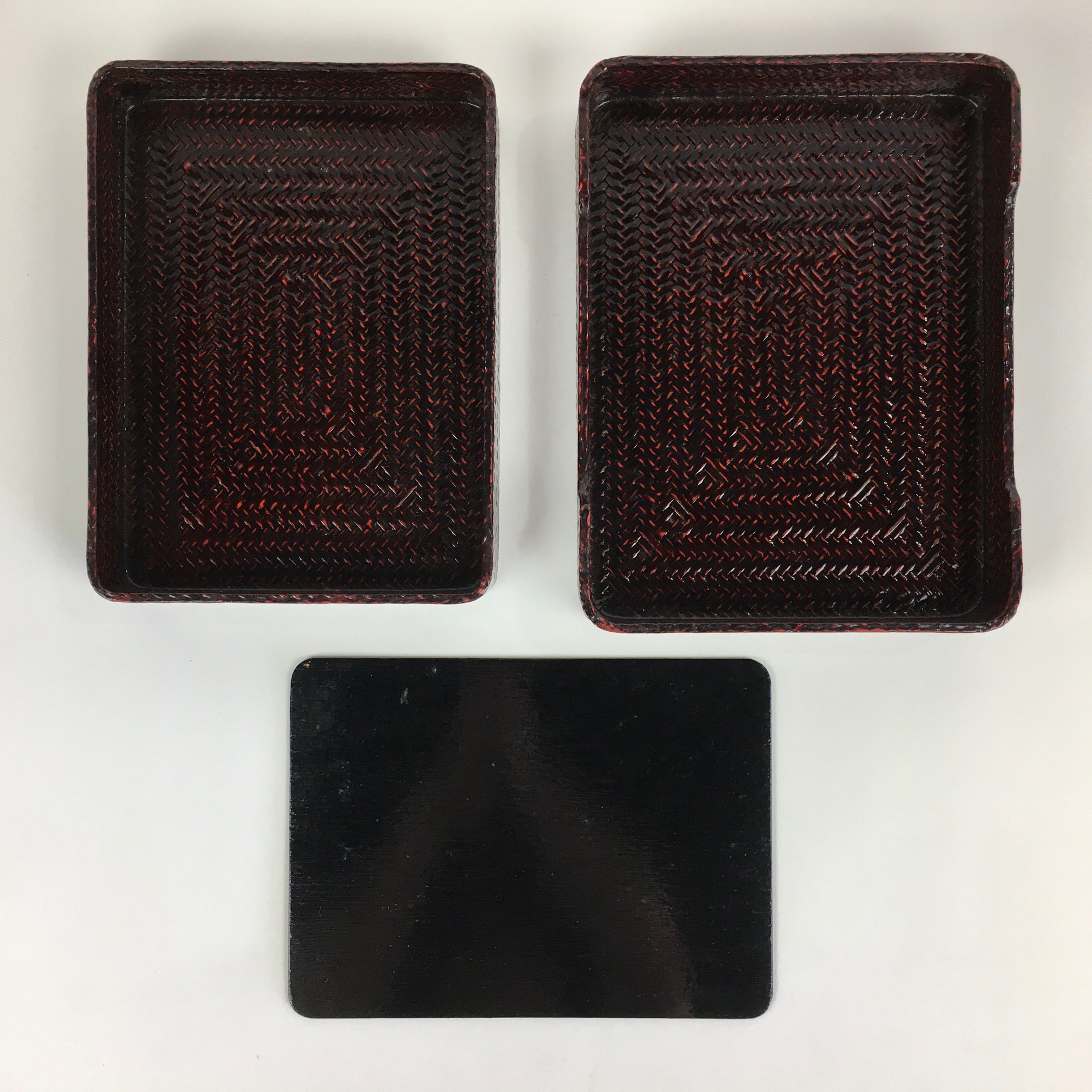 Japanese Bamboo Lacquerware Lidded Box Vtg Bamboo Work Rantai UR717