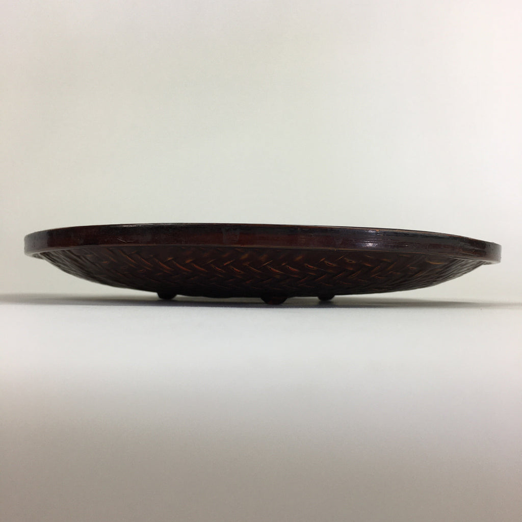 Japanese Bamboo Lacquerware Plate Vtg Bamboo Work Rantai Sara UR713
