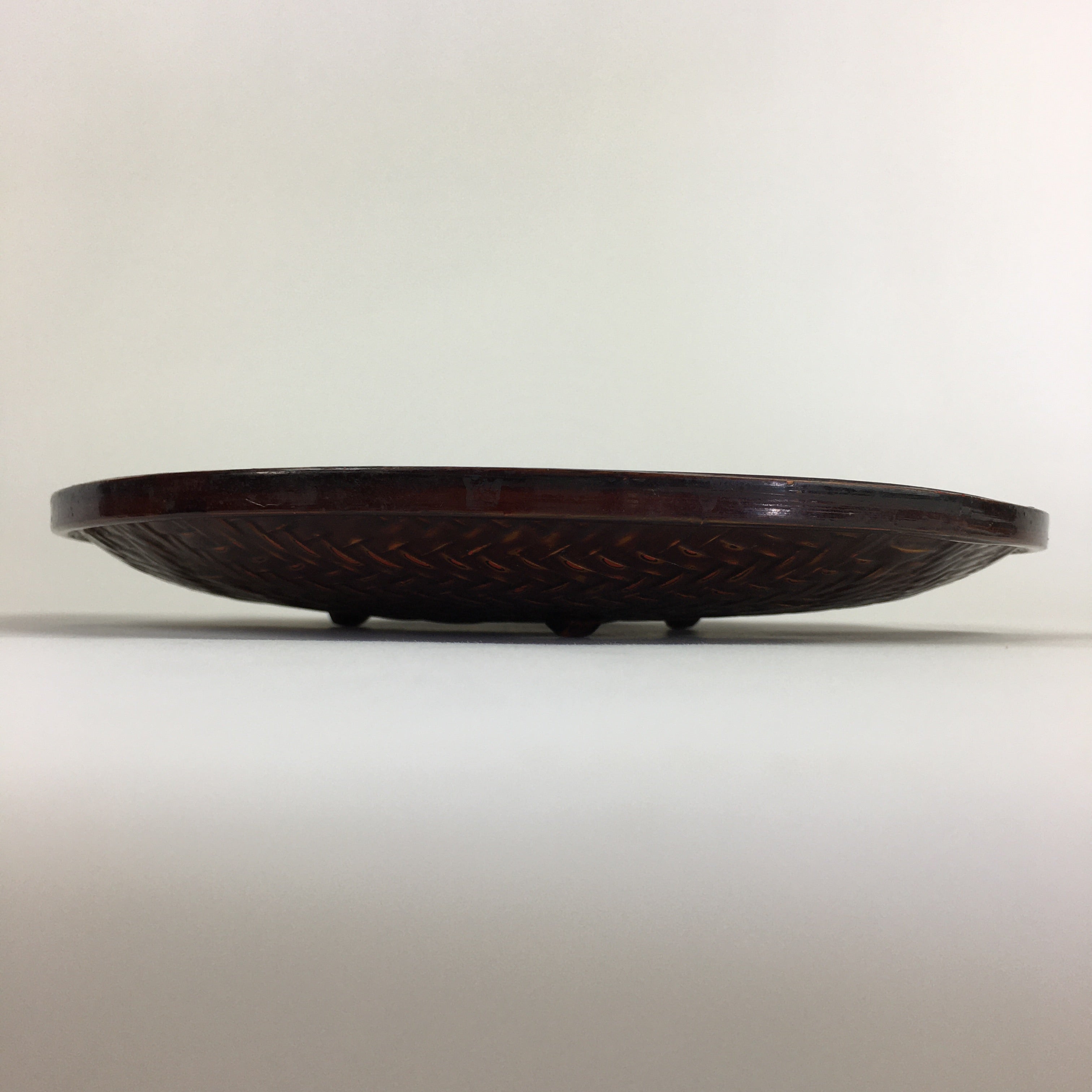 Japanese Bamboo Lacquerware Plate Vtg Bamboo Work Rantai Sara UR713