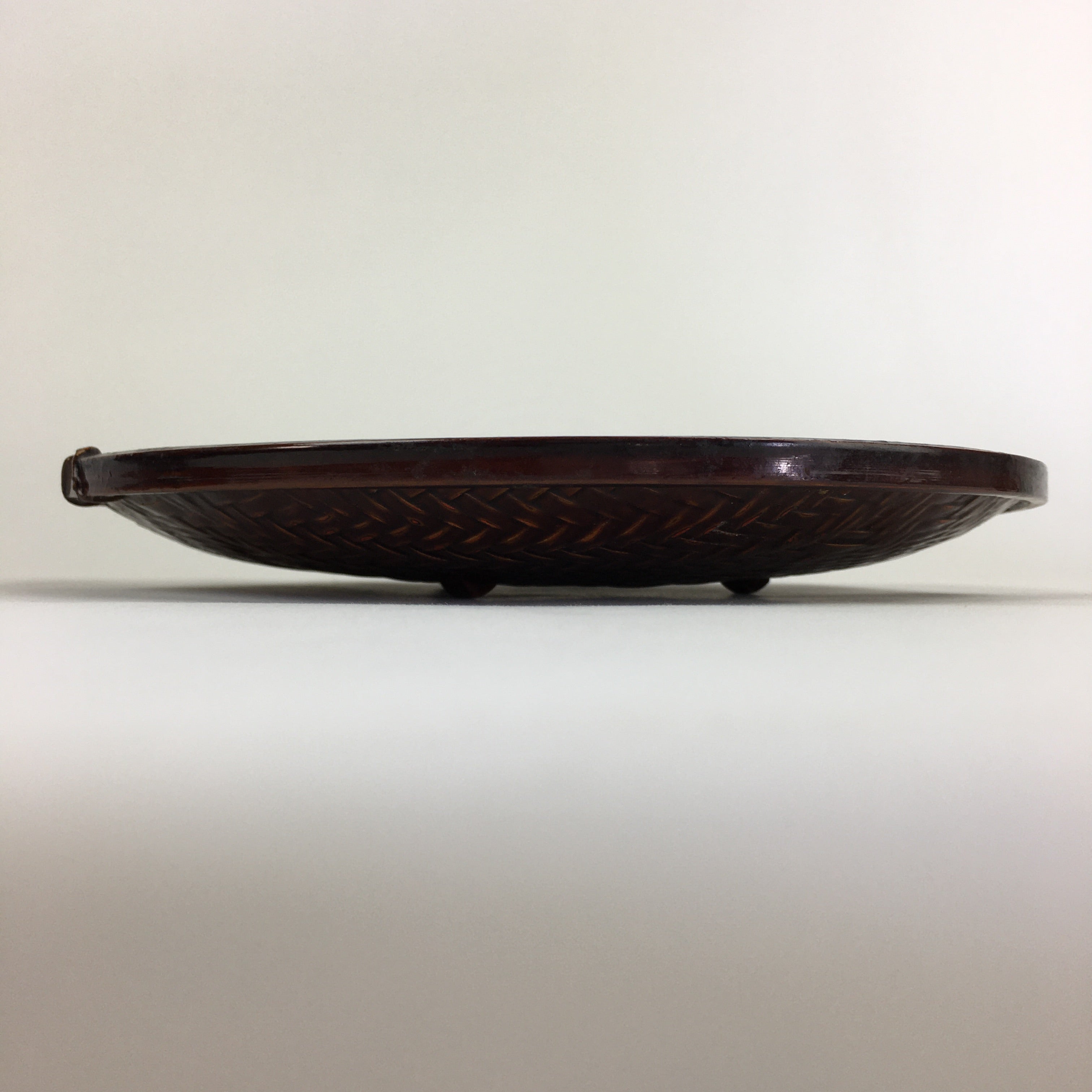 Japanese Bamboo Lacquerware Plate Vtg Bamboo Work Rantai Sara UR713