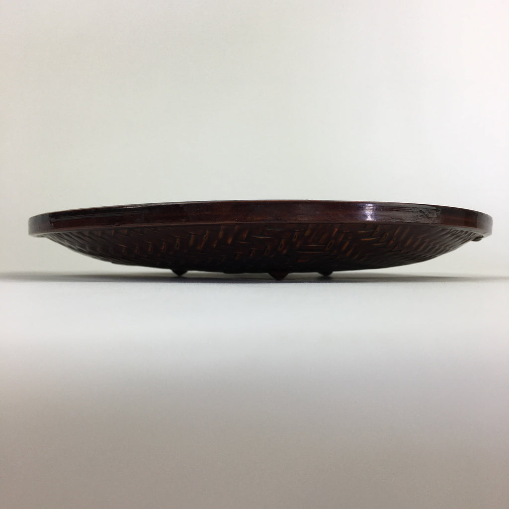 Japanese Bamboo Lacquerware Plate Vtg Bamboo Work Rantai Sara UR713