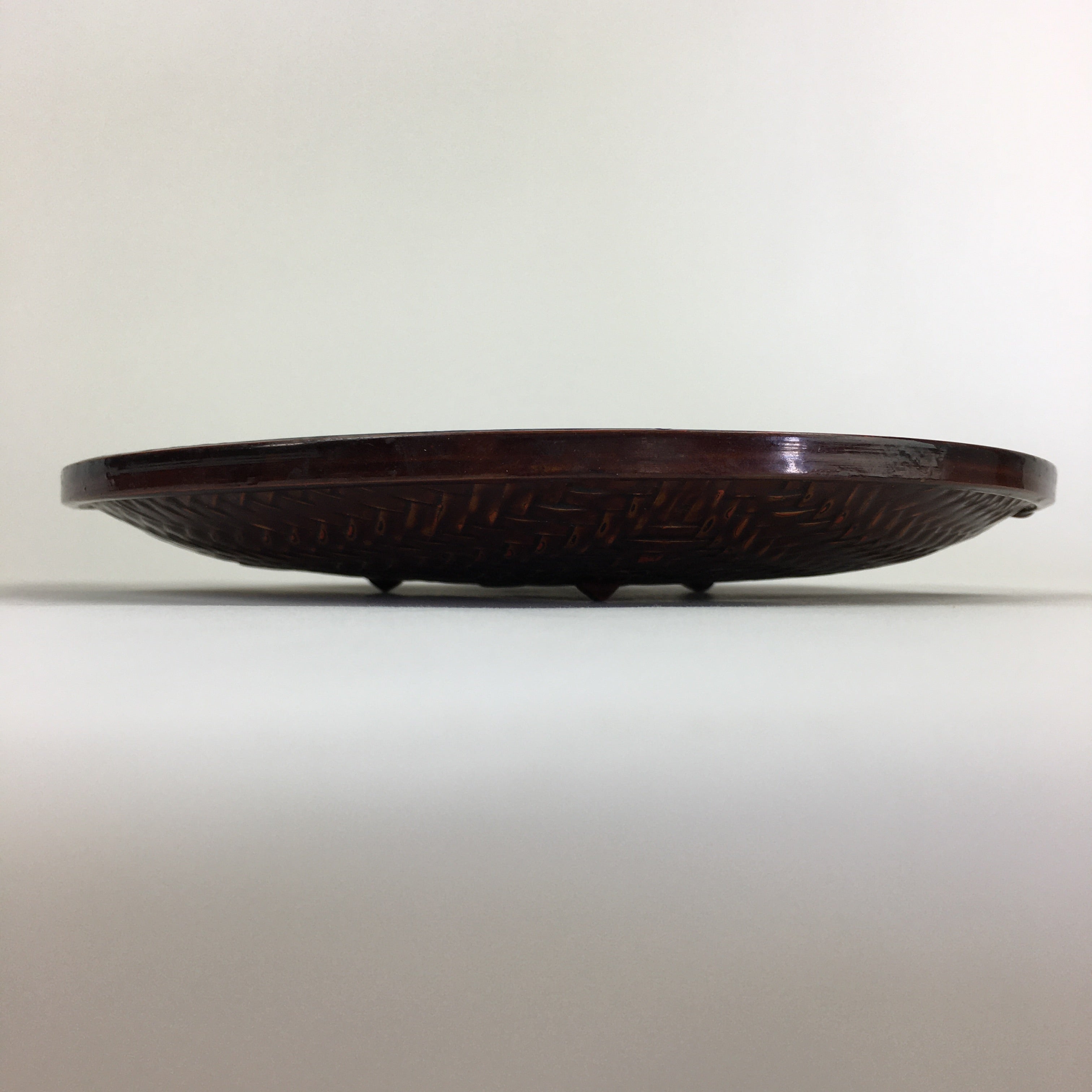 Japanese Bamboo Lacquerware Plate Vtg Bamboo Work Rantai Sara UR713